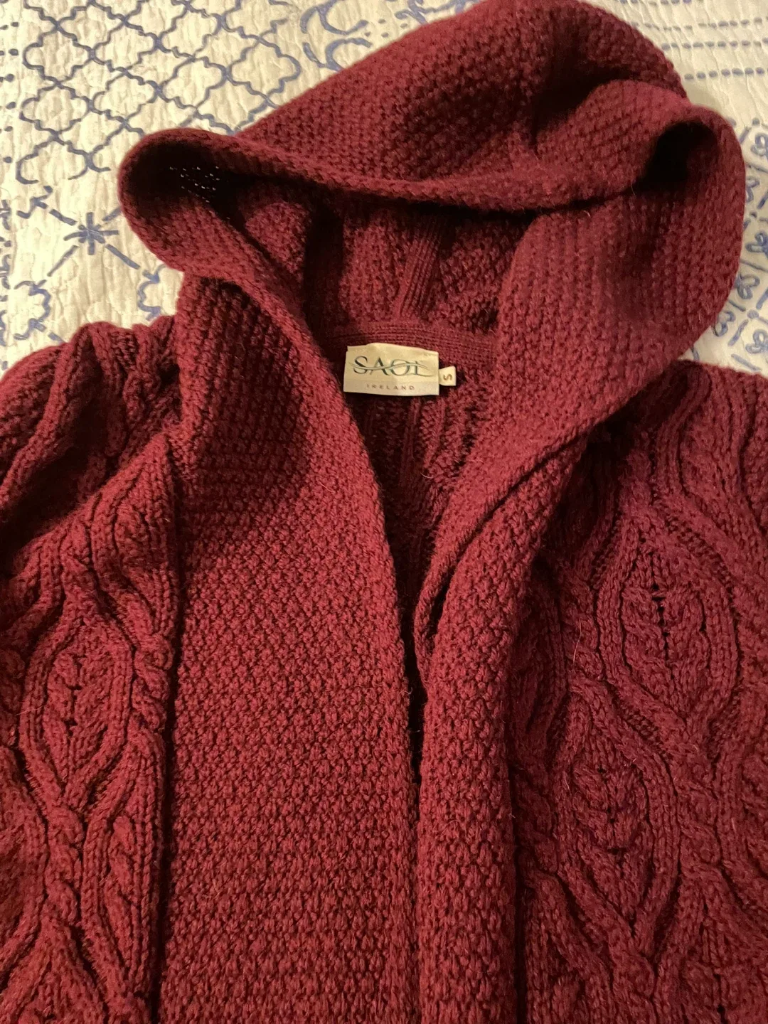 Saol Ireland Merino Wool Hooded waterfall Cardigan - Size S image indicator(4)