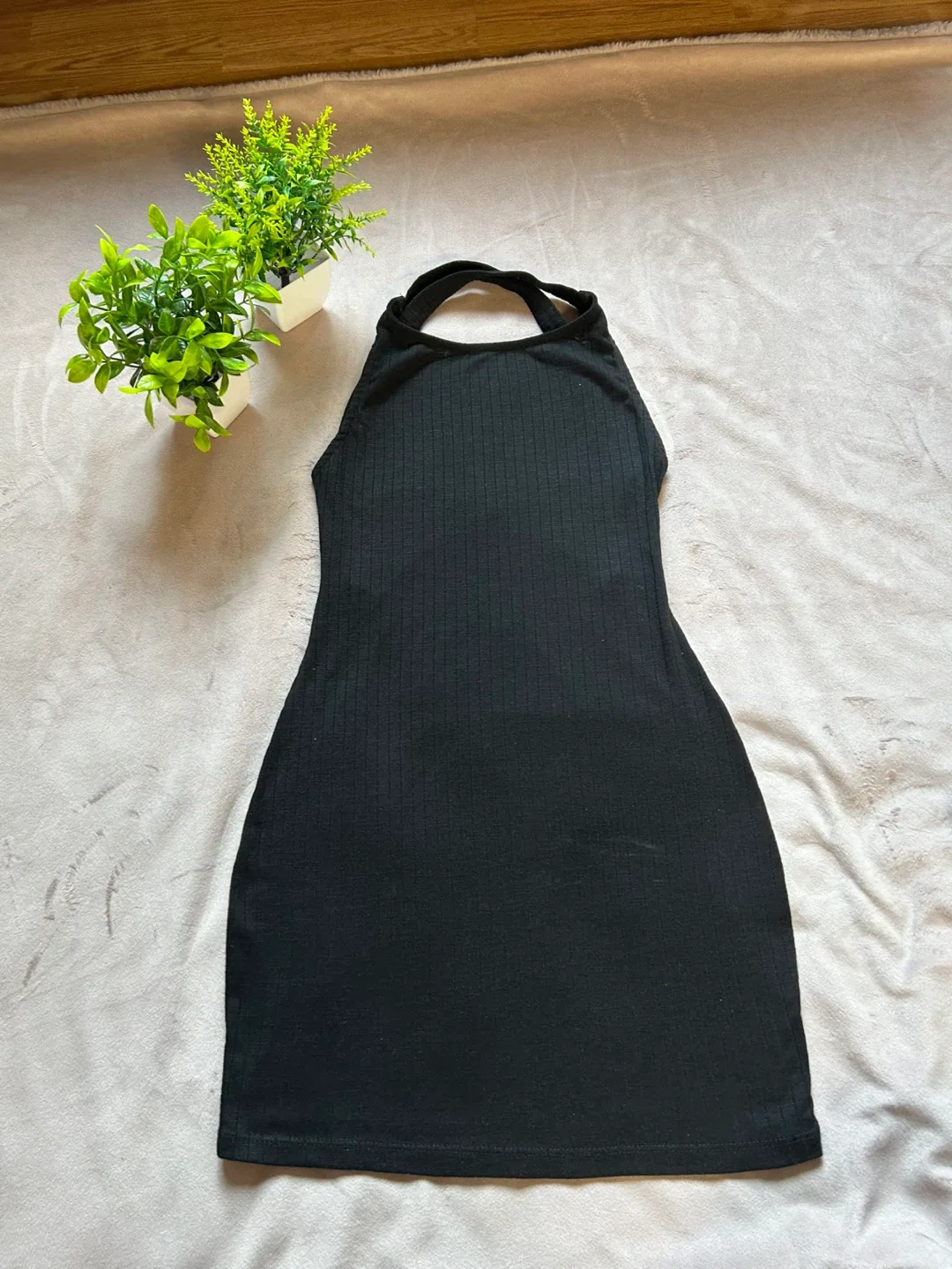 Black Ribbed Mini Dress thumbnail
