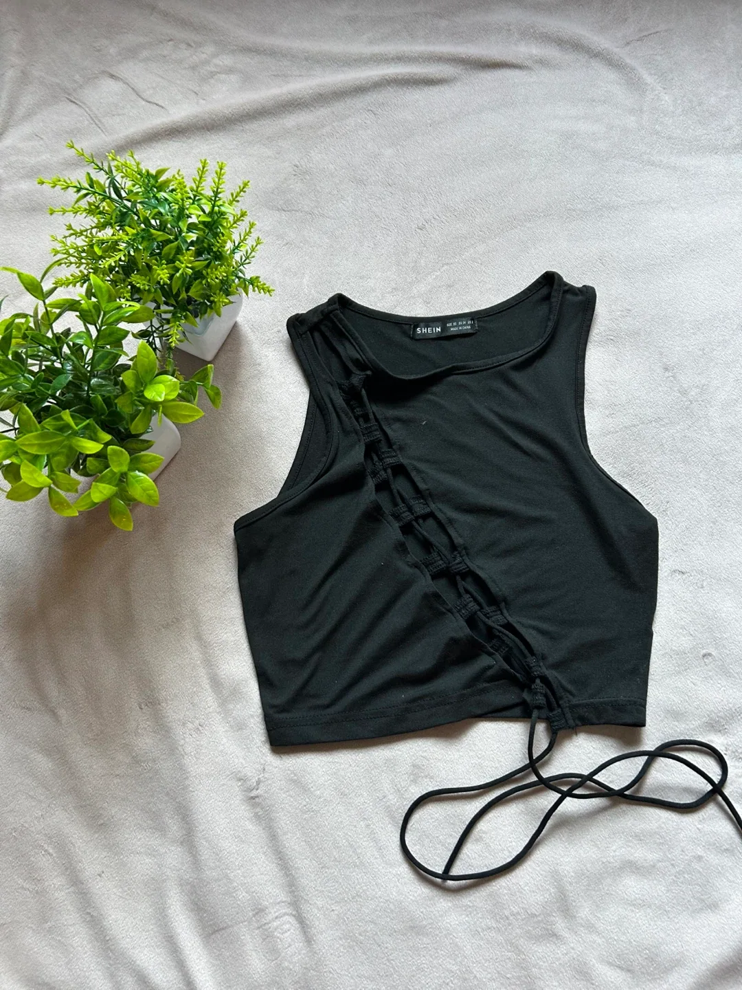 Black Lace-Up Tank Top - Size S thumbnail