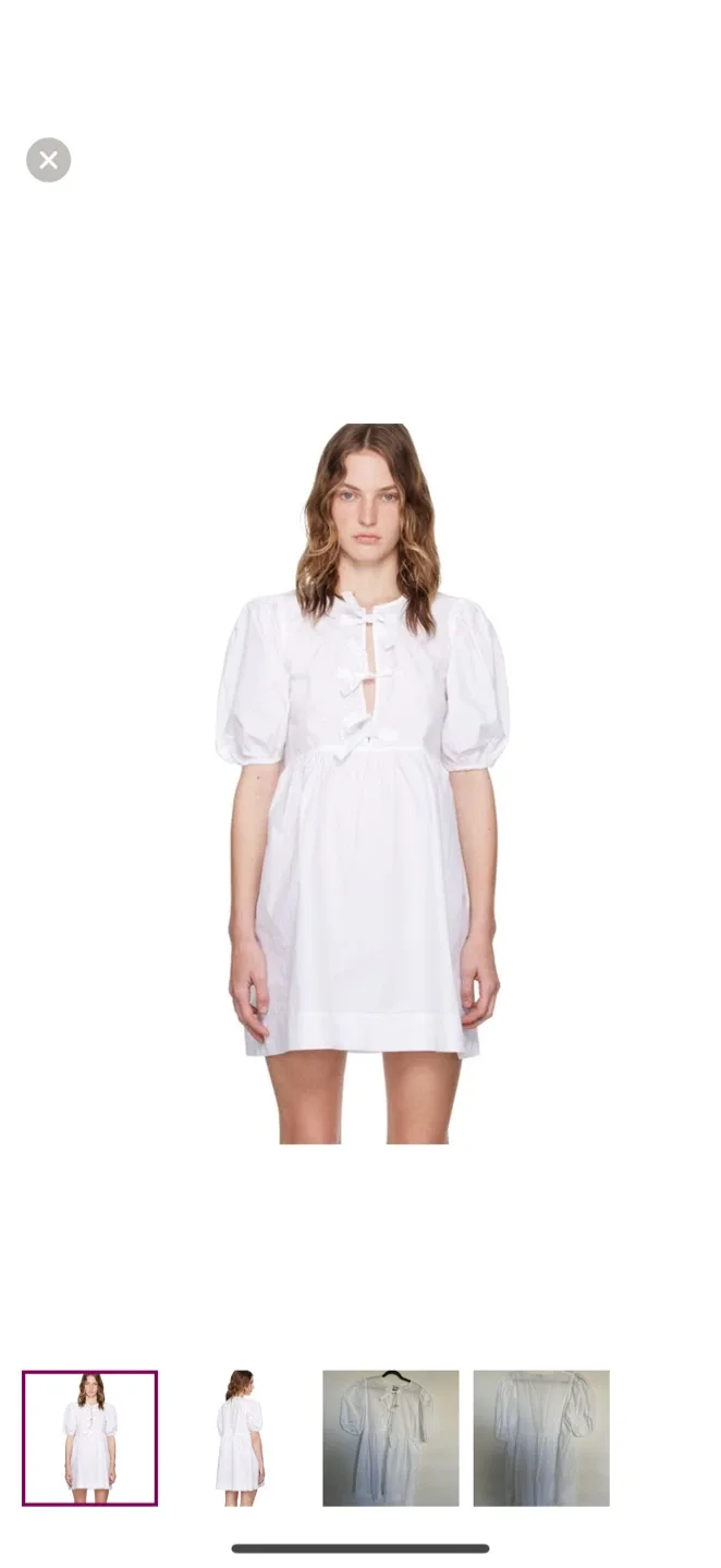 Ganni White Poplin Bow Dress thumbnail