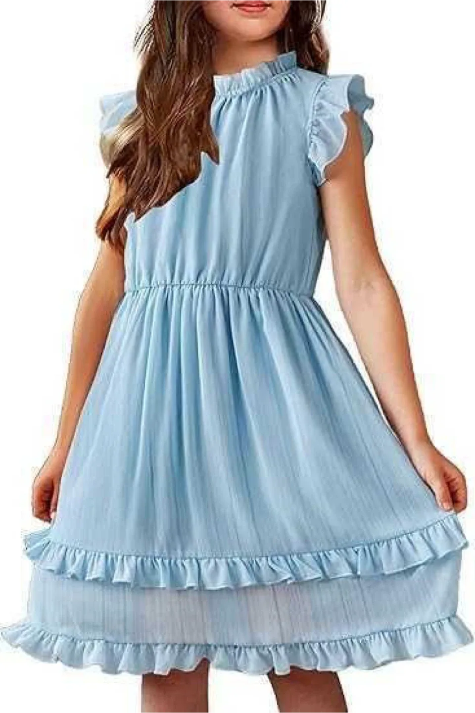 Girls' Ruffle Dress - Size 14 - Blue thumbnail