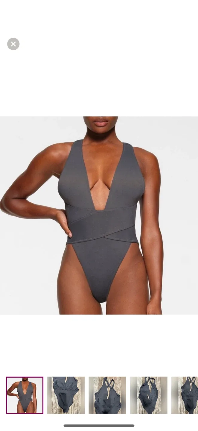 Skims Sculpt Swim Mid-Plunge Suit thumbnail