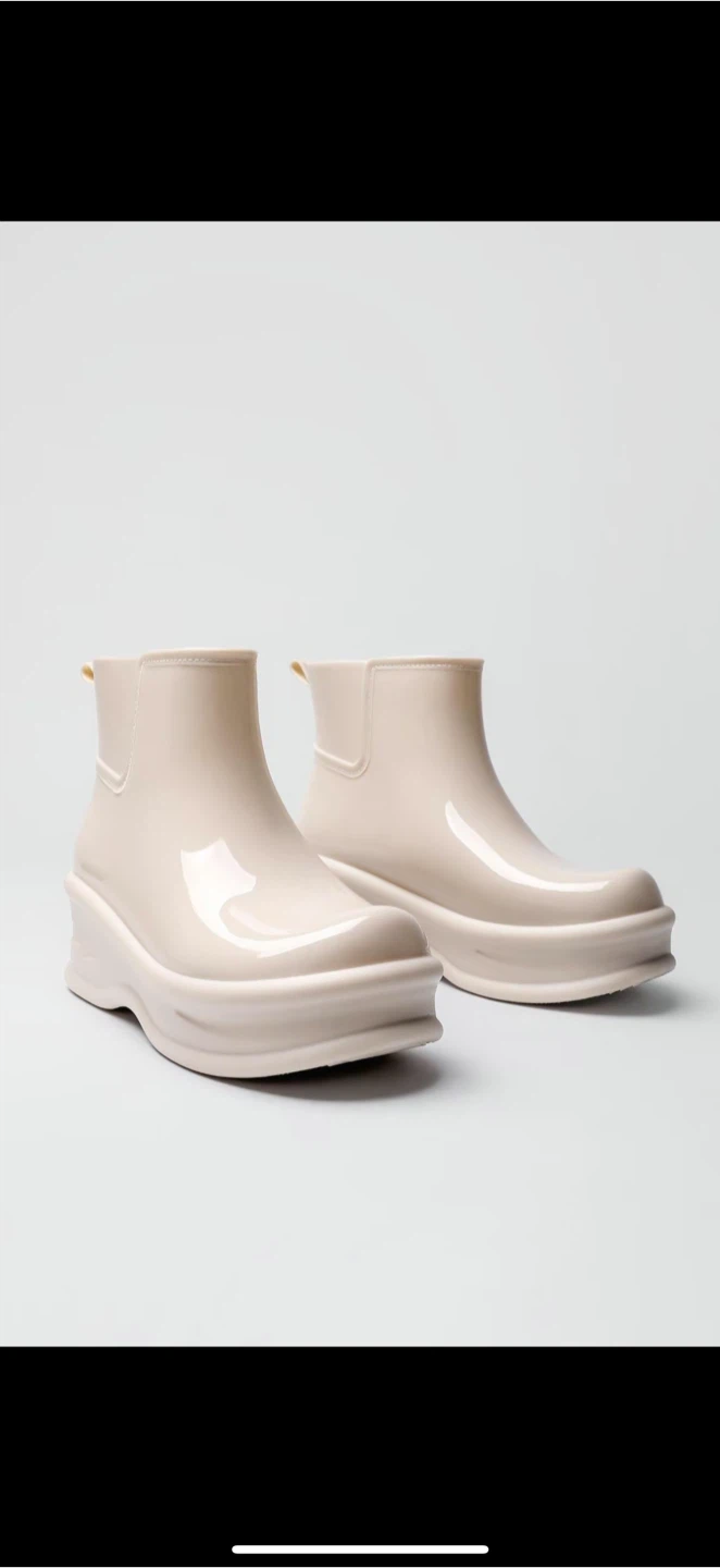 Platform Rain Boots - Beige - photo 2