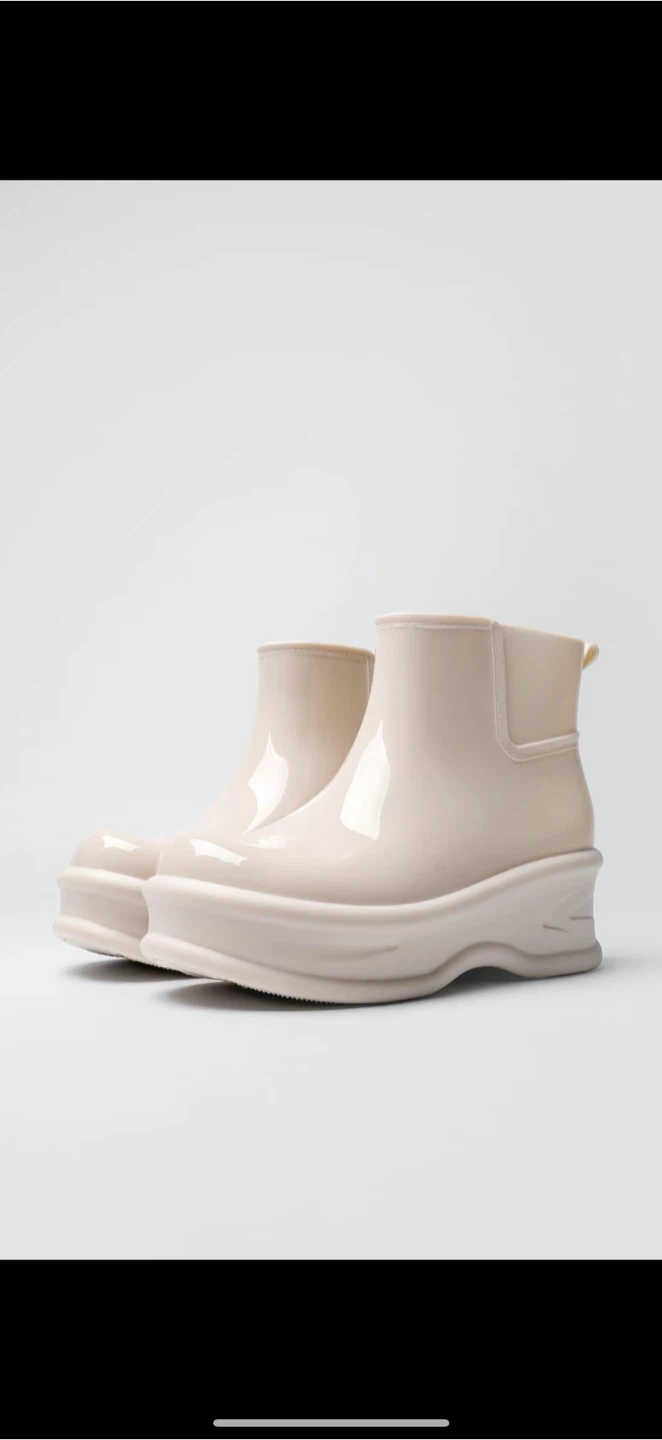 Platform Rain Boots - Beige - photo 3