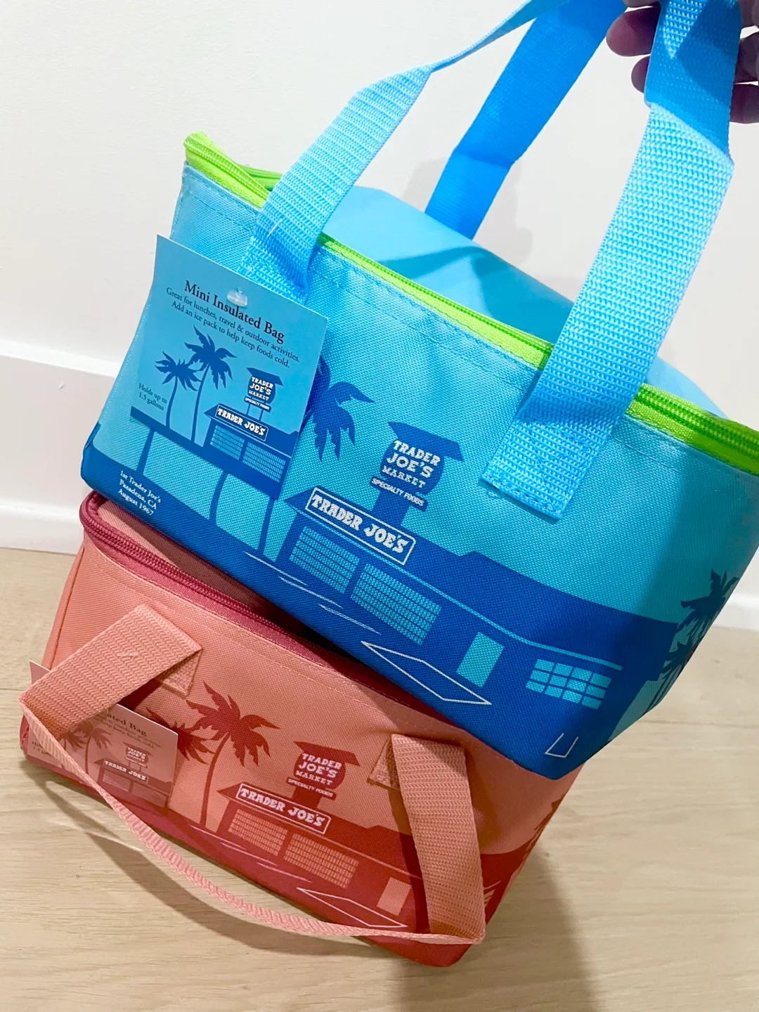 Limited Edition! Trader Joe’s Insulated Bag Set: Peach & Blue thumbnail