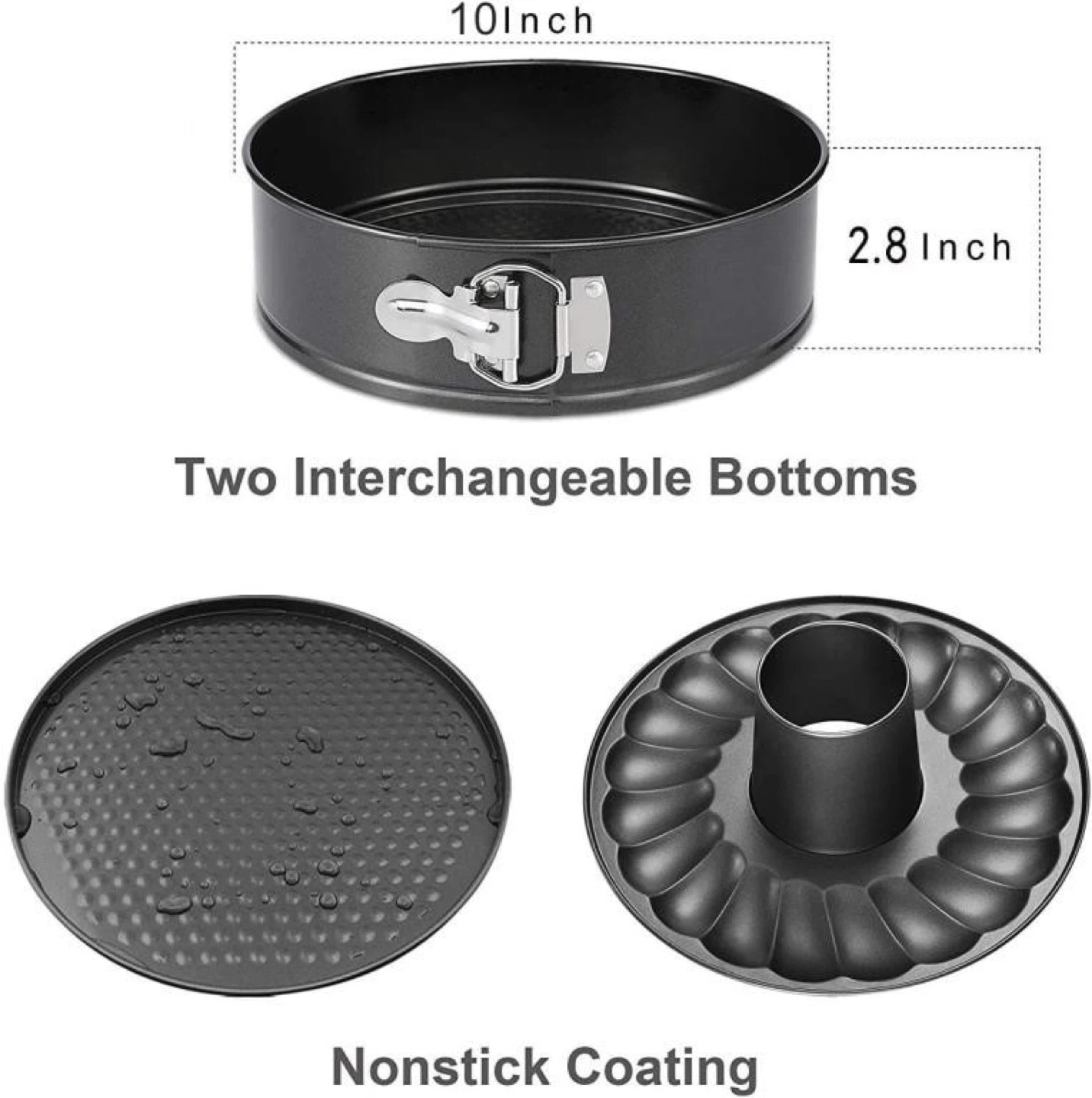 10 Inch Springform Cake Pan with 2 Bottoms