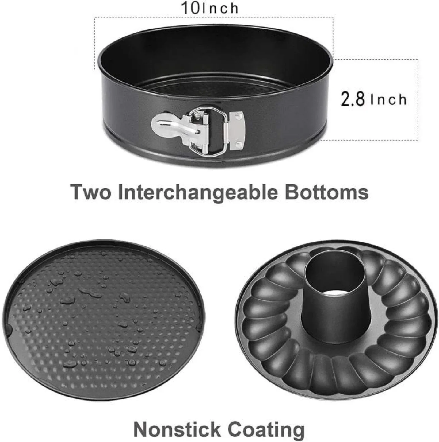 10 Inch Springform Cake Pan with 2 Bottoms thumbnail