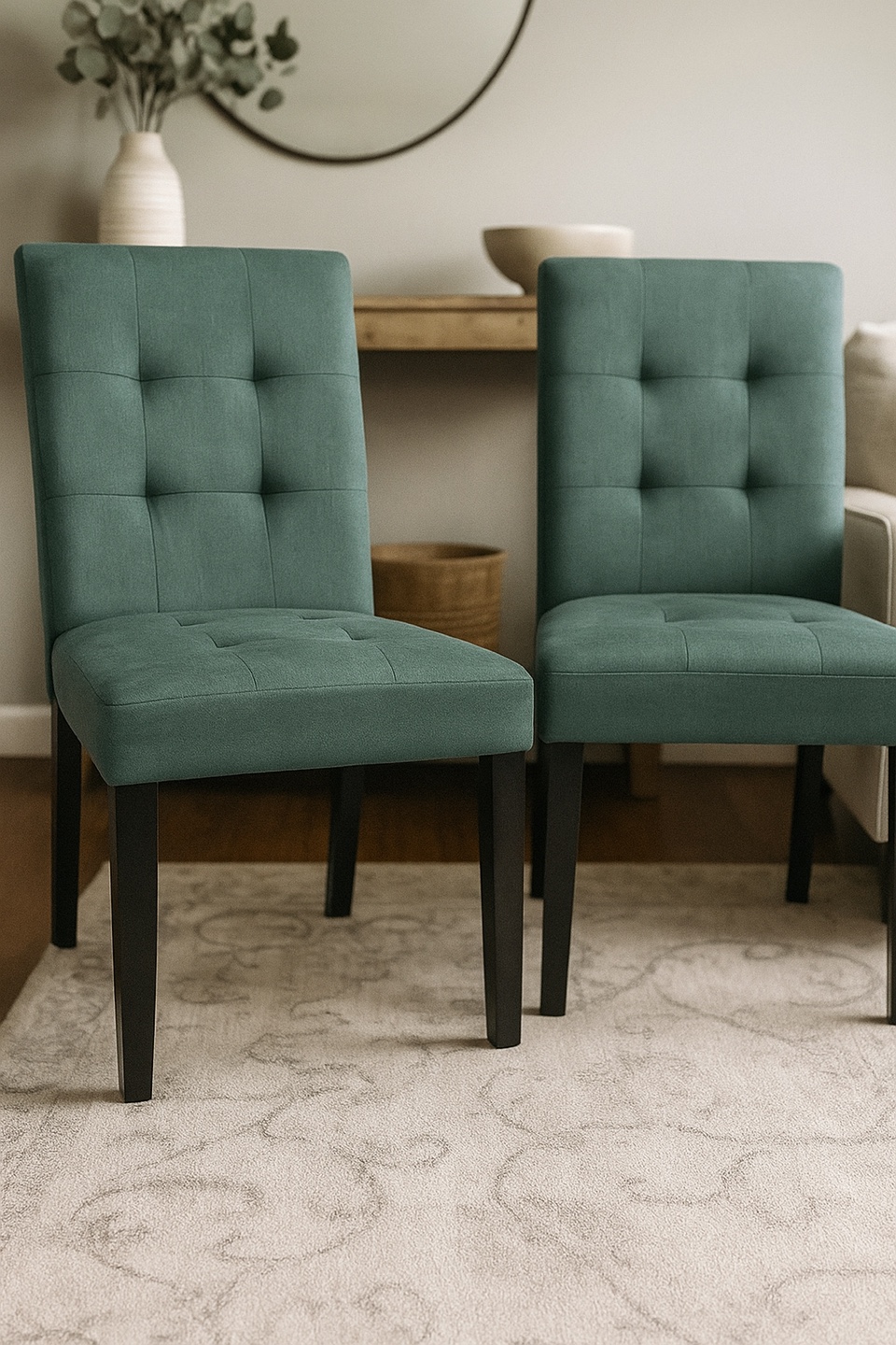 Green Upholstered Dining Chairs