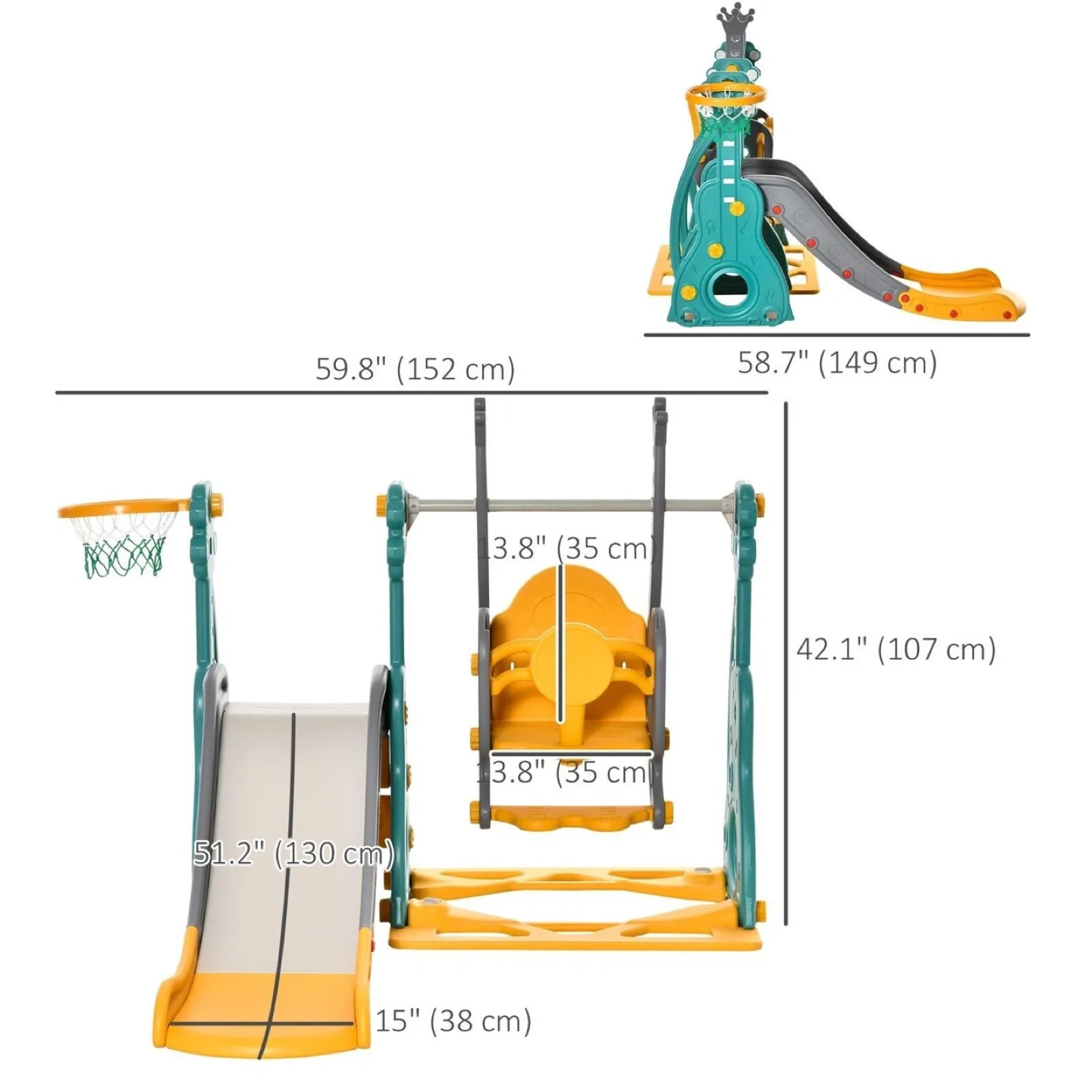 Qaba 4-in-1 Kids Slide and Swing Set 🥕 - photo 3