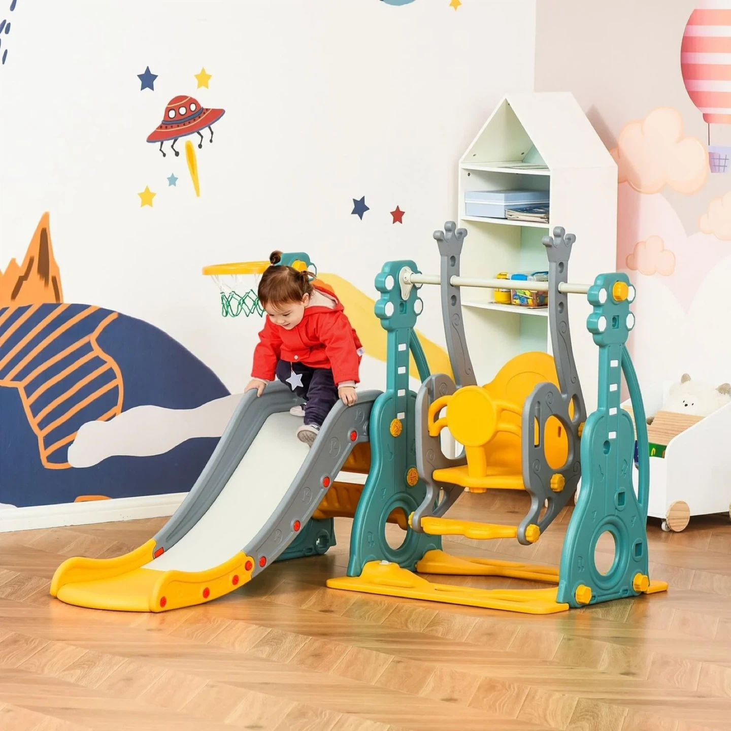 Qaba 4-in-1 Kids Slide and Swing Set 🥕 - photo 4