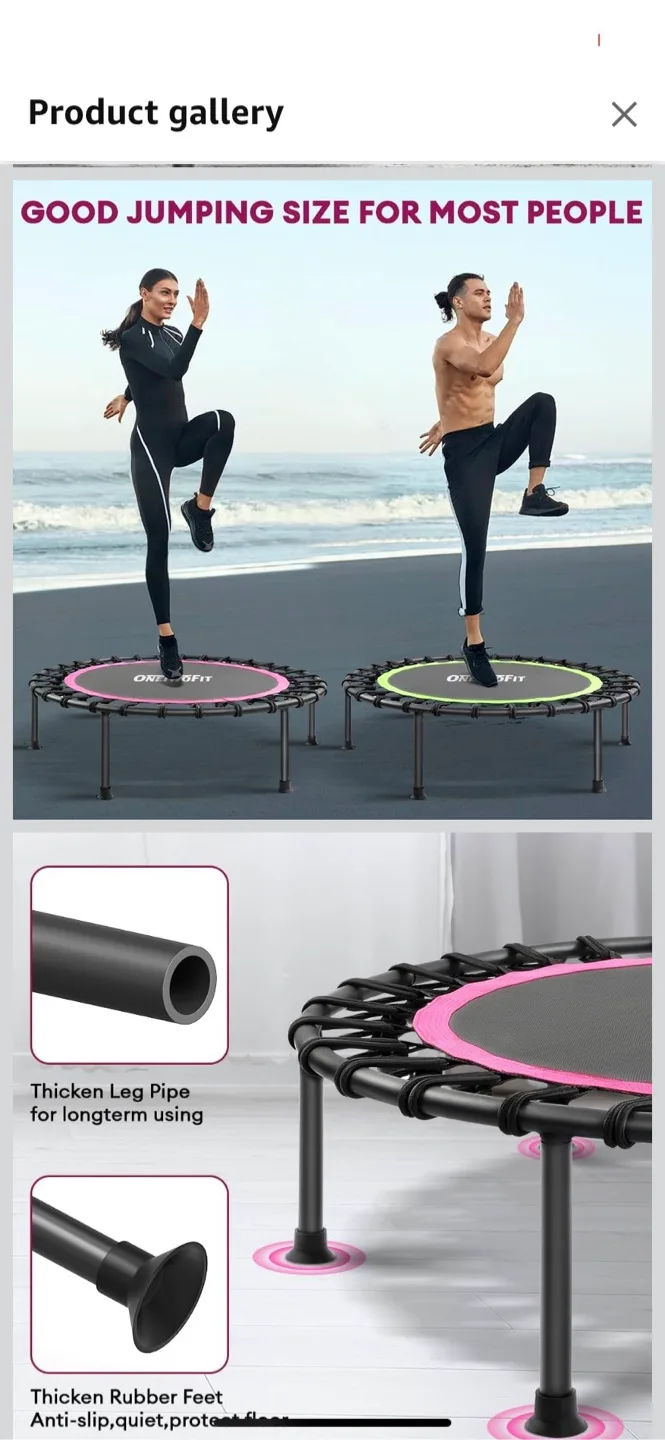 New-ONETWOFIT 42" Rebounder Trampoline - pink image indicator(4)