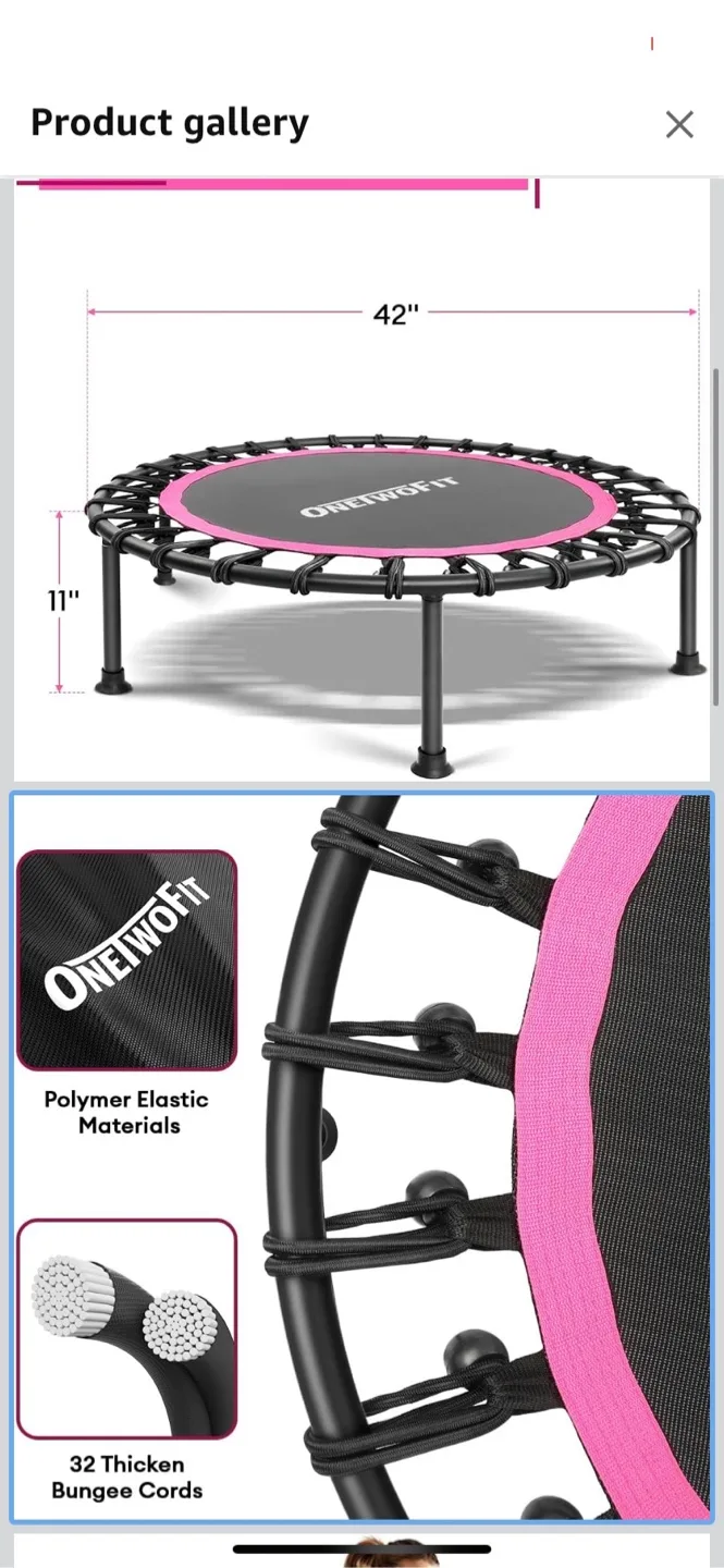 New-ONETWOFIT 42" Rebounder Trampoline - pink image indicator(5)
