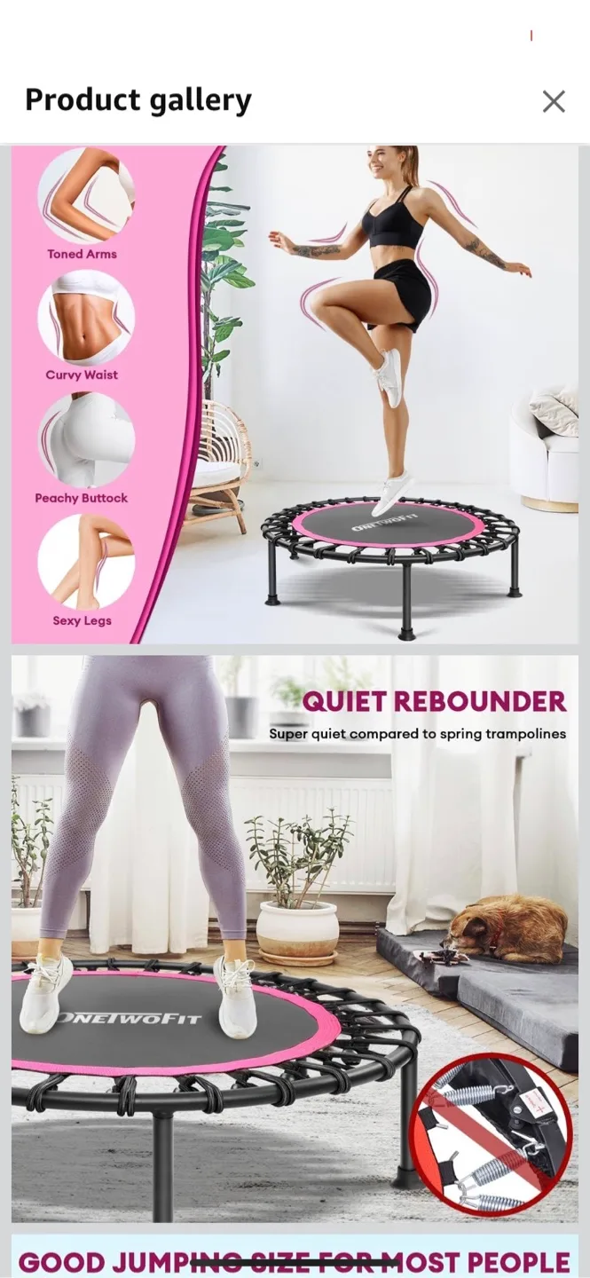 New-ONETWOFIT 42" Rebounder Trampoline - pink image indicator(3)