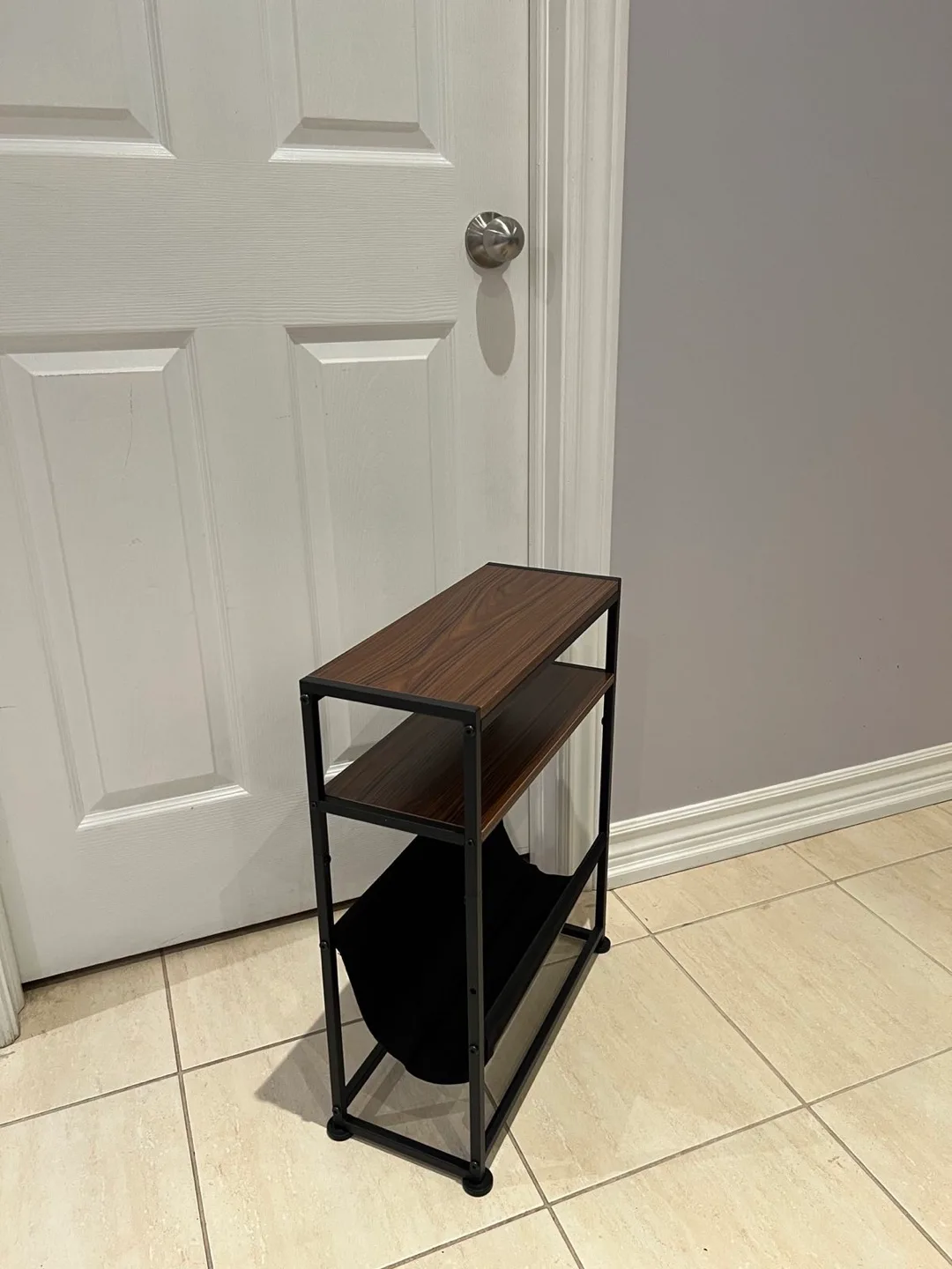 Brown & Black Side Table with Magazine Rack thumbnail