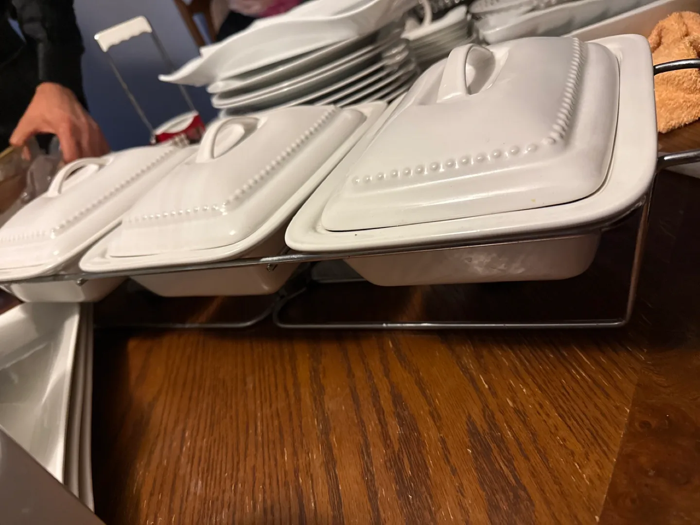 White Ceramic Serving Dishes with Lids image indicator(2)