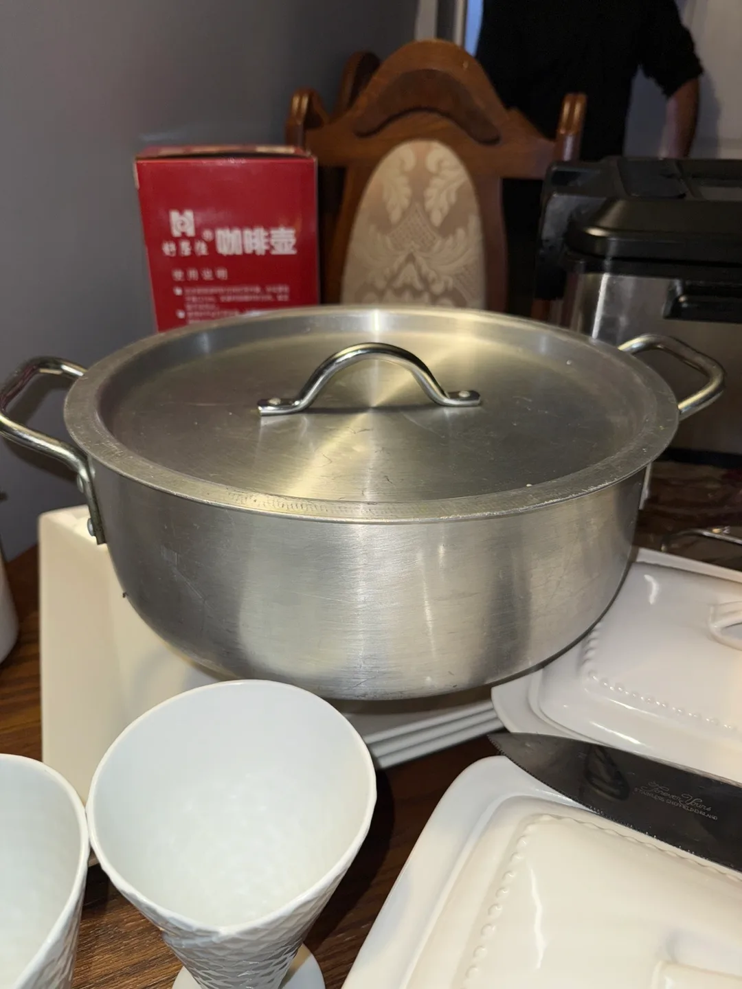 Large Silver Stock Pot with Lid thumbnail
