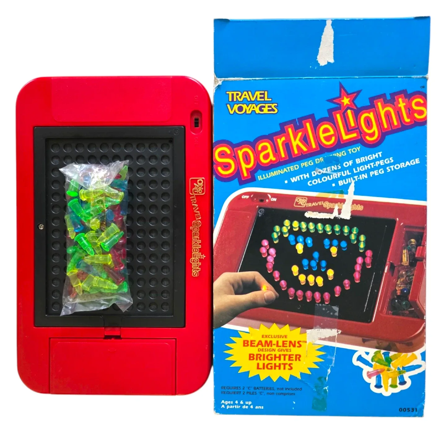 Vintage Sparkle Lights Up Illuminated Peg Drawing Toy Car image indicator(3)