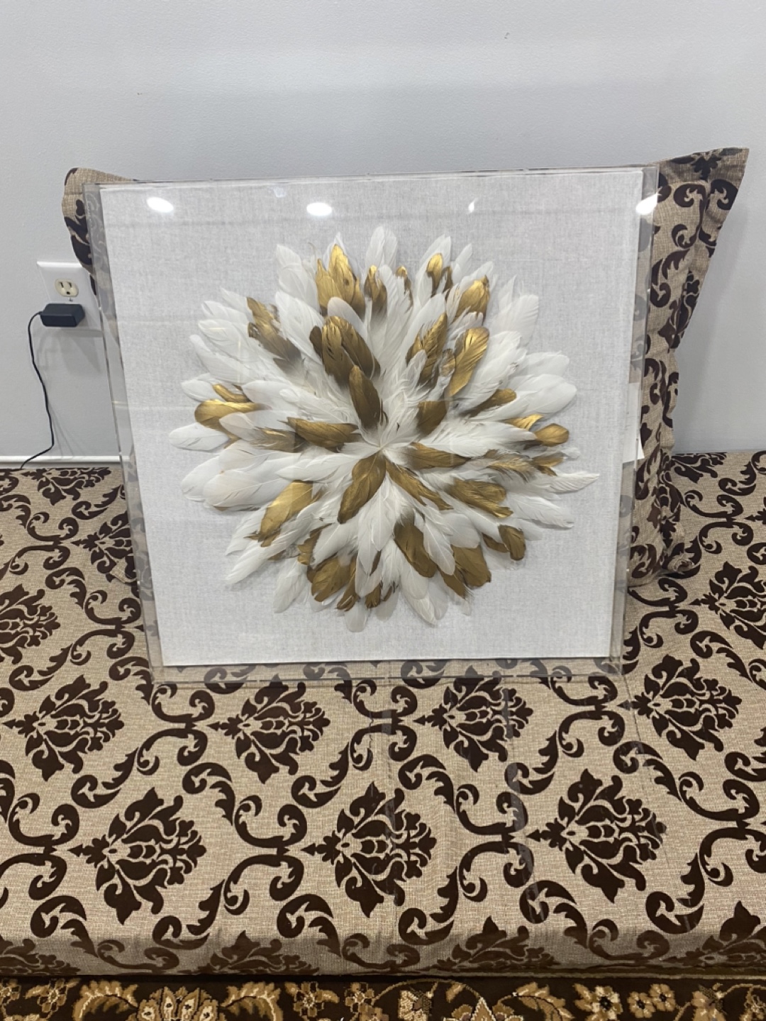 Feather Wall Art - White & Gold - photo 2
