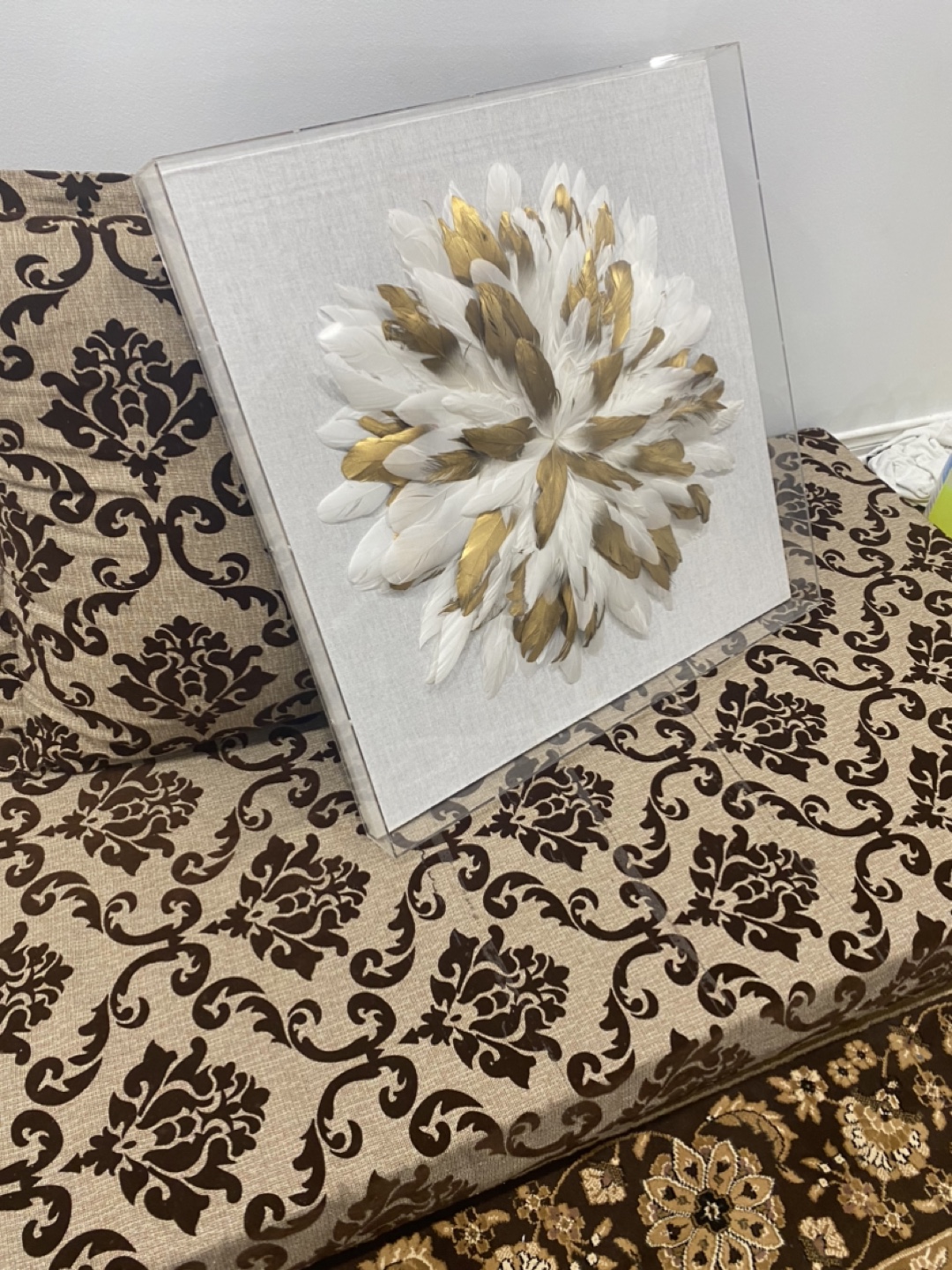 Feather Wall Art - White & Gold