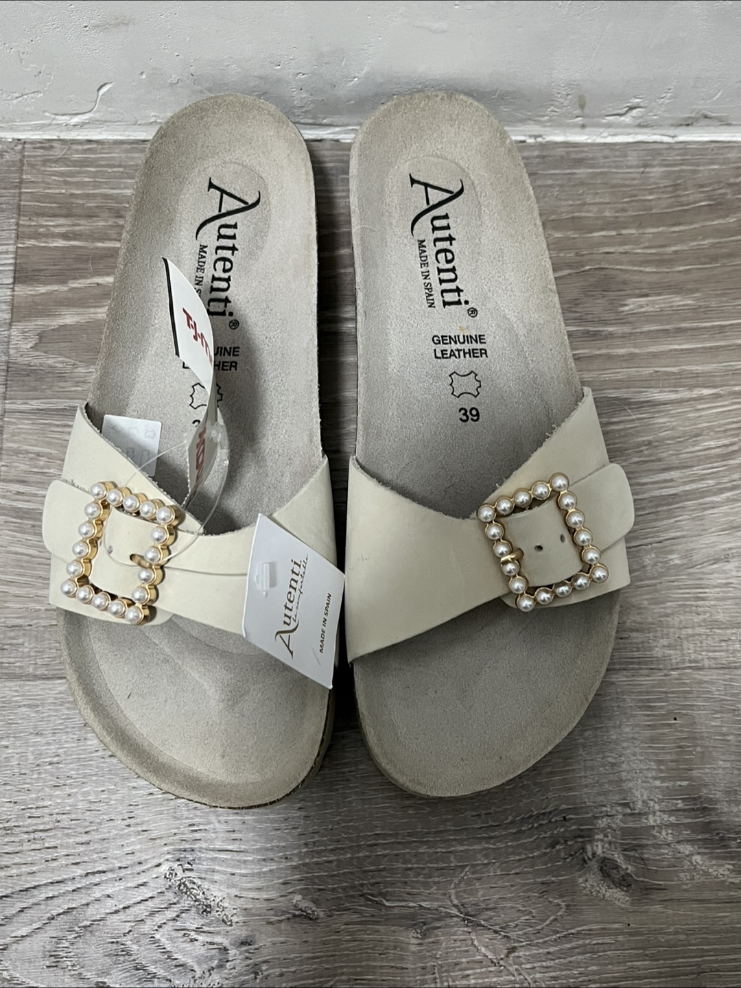 Autenti Pearl Buckle Slides - Size 39