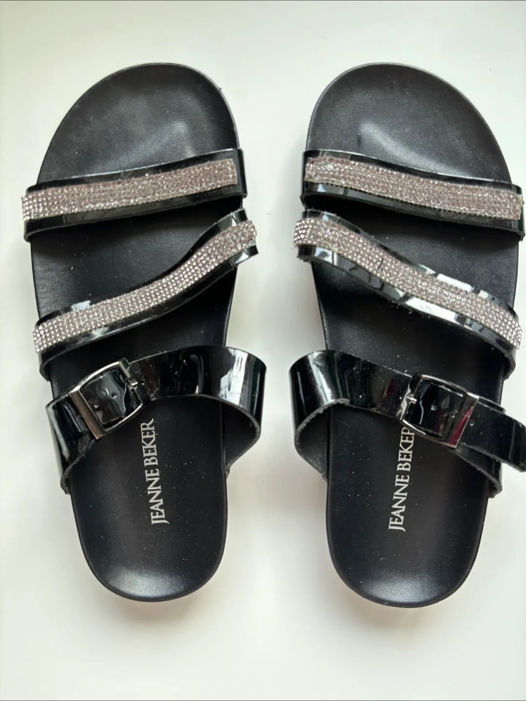 Jeanne Beker Black Rhinestone Sandals - Size 7 thumbnail