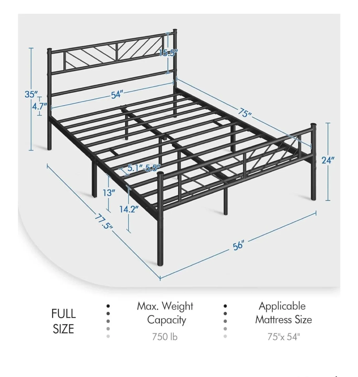 Full Size metal Bed Frame image indicator(2)