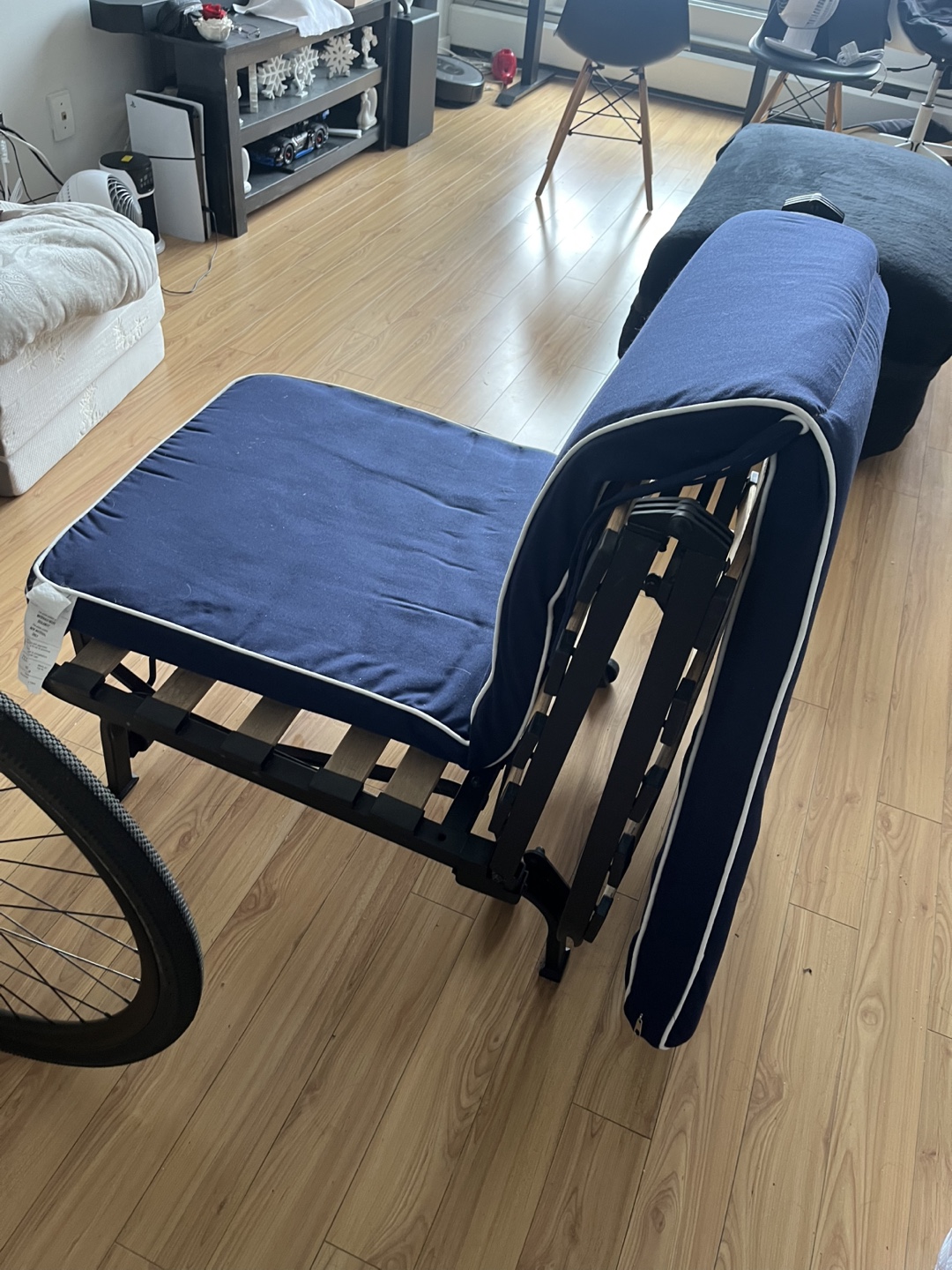 Foldable Blue Mattress Bed Frame