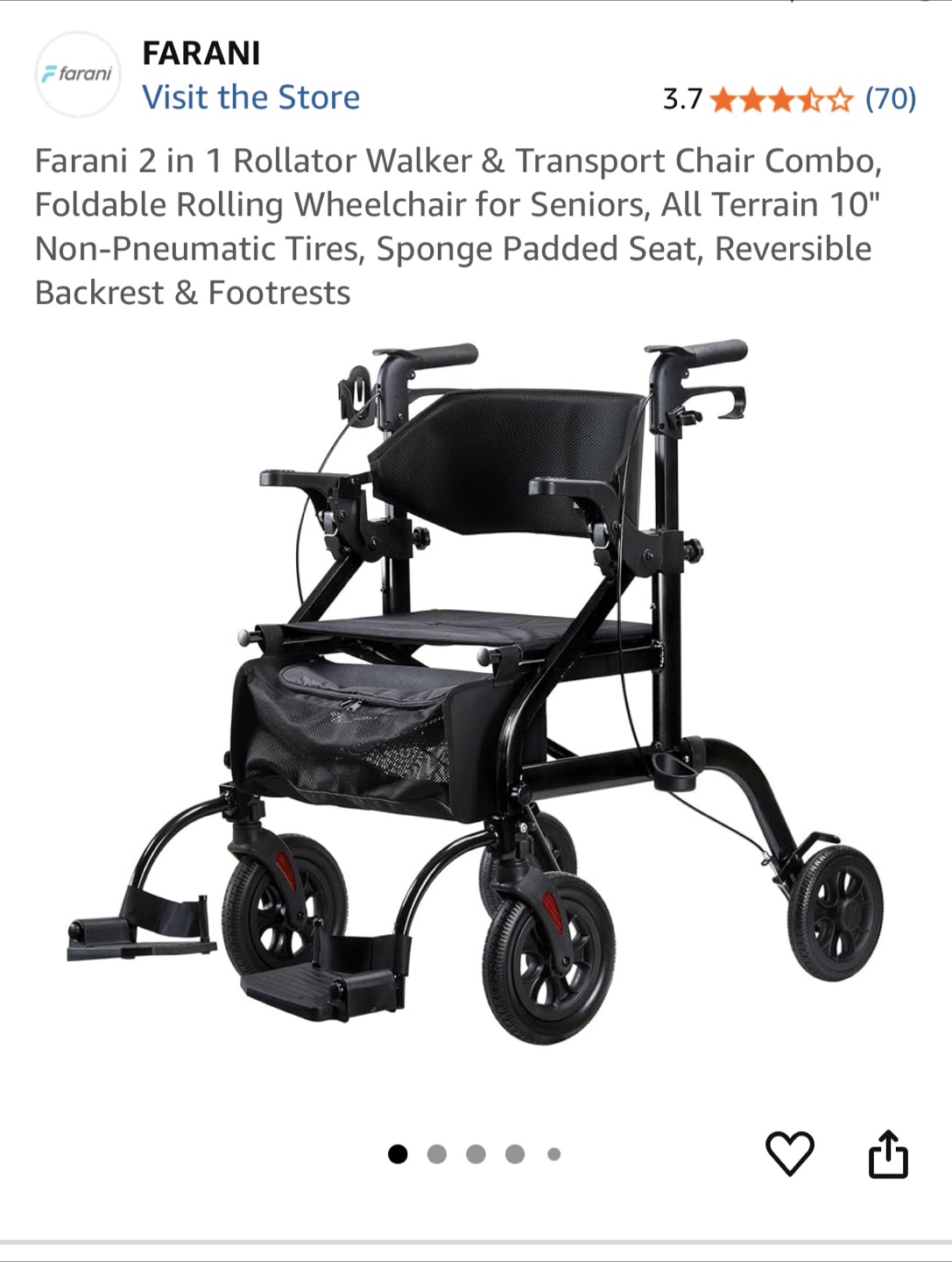 FARANI 2 in 1 Walker & Wheelchair Combo - NEW!