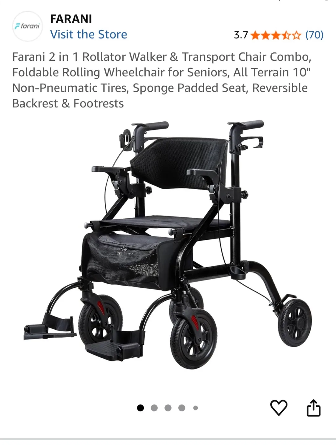FARANI 2 in 1 Walker & Wheelchair Combo - NEW! thumbnail