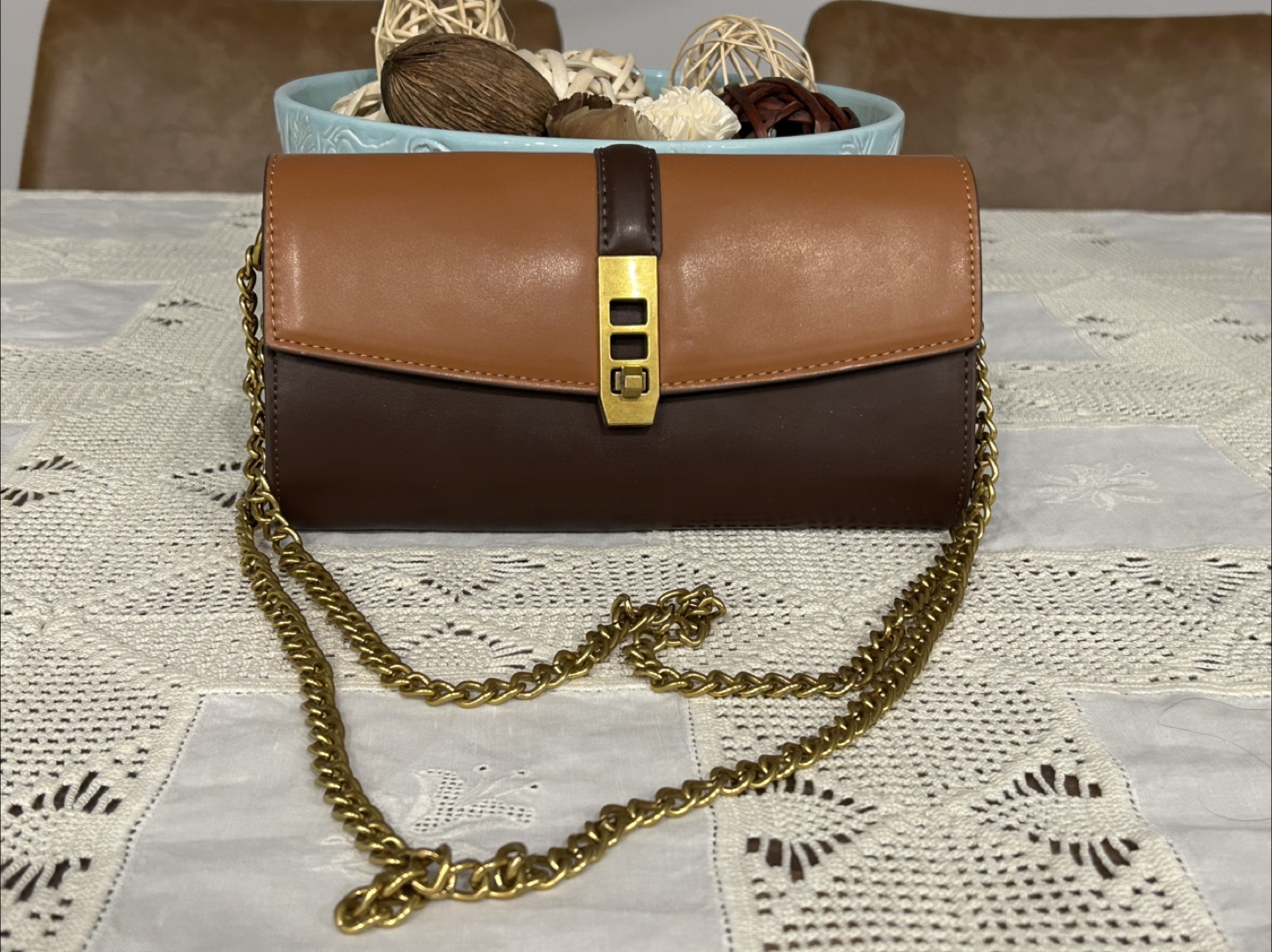 Two-Tone Brown Shoulder Bag