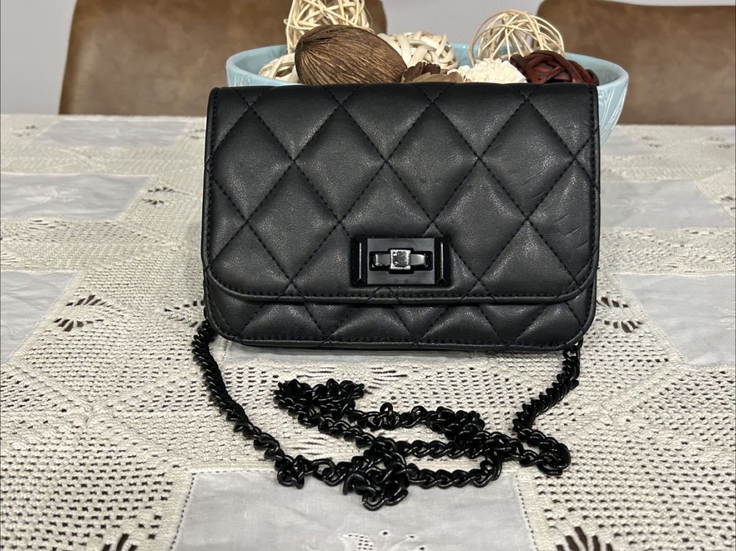 Black Quilted Crossbody Bag