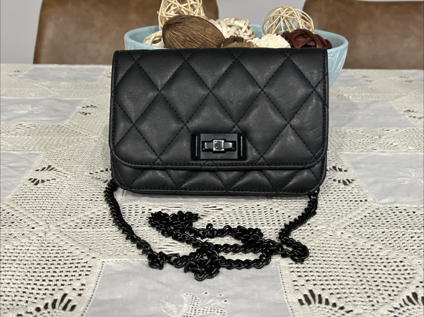Black Quilted Crossbody Bag - photo 2
