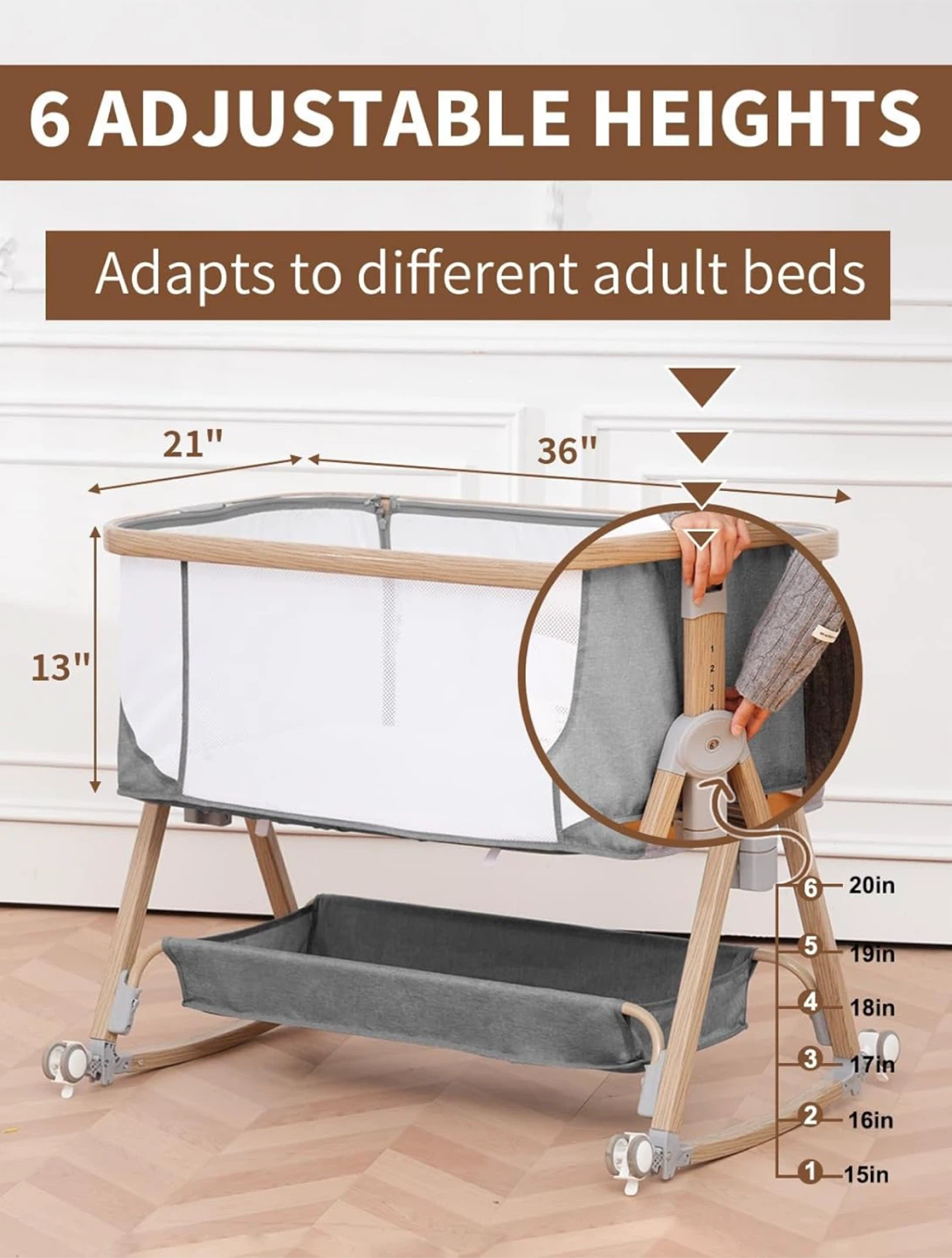 Baby Bassinet Bedside Sleeper - 3 in 1 Bassinets with Waterproof - photo 3