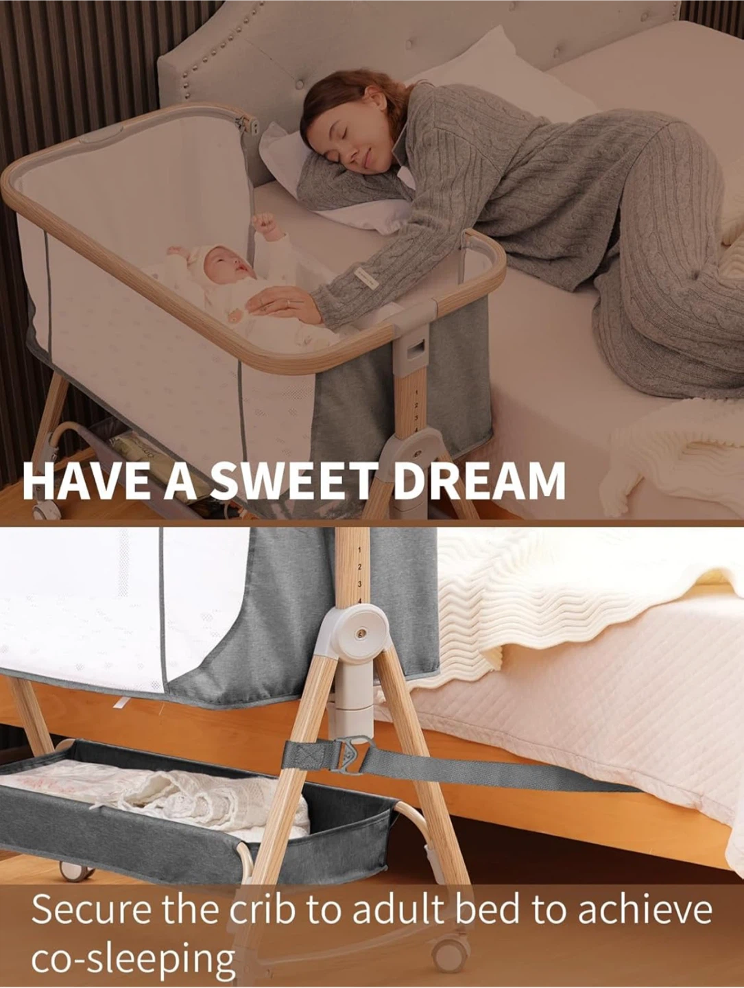 Baby Bassinet Bedside Sleeper - 3 in 1 Bassinets with Waterproof - photo 4