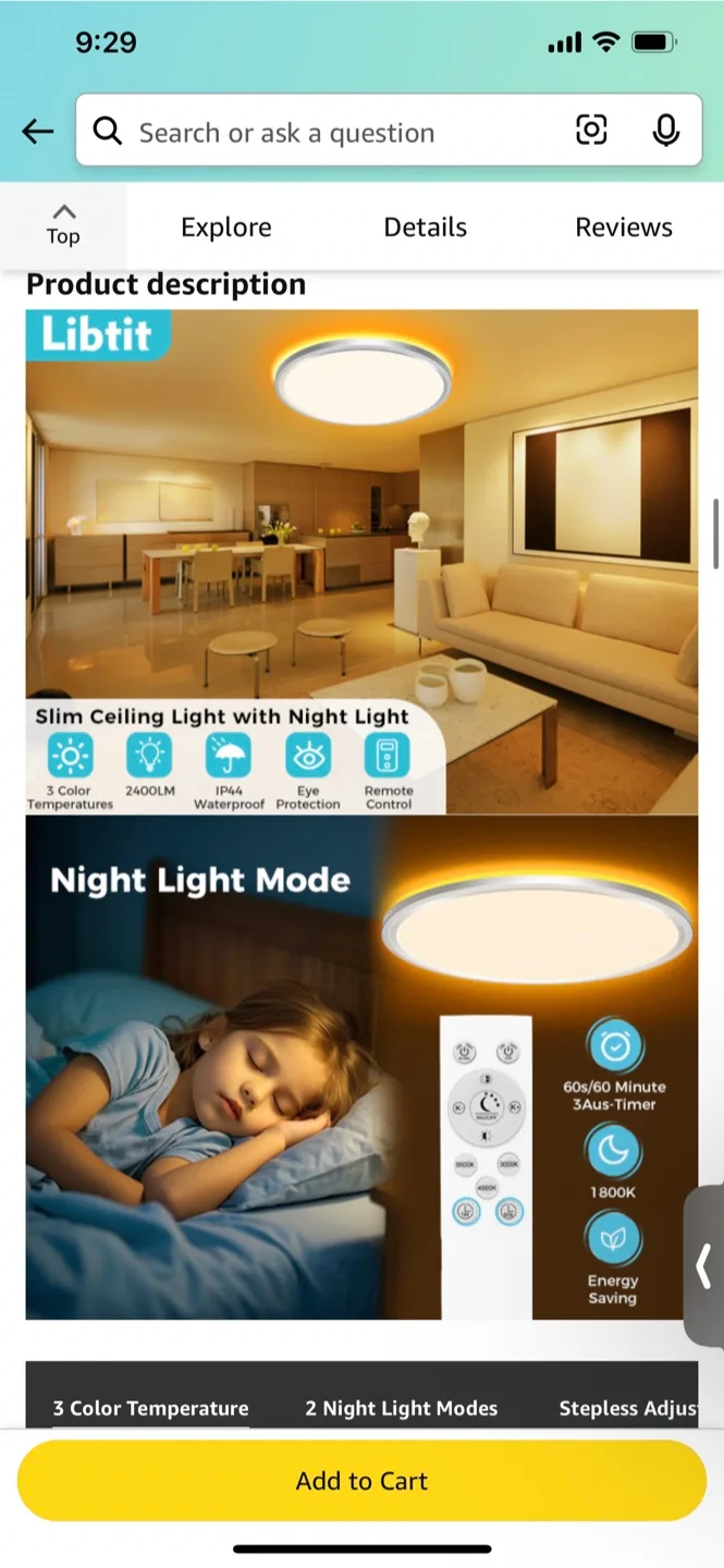 12” LED Ceiling Light - SIMPLY AMAZING easy install’ (orig. $33) image indicator(5)