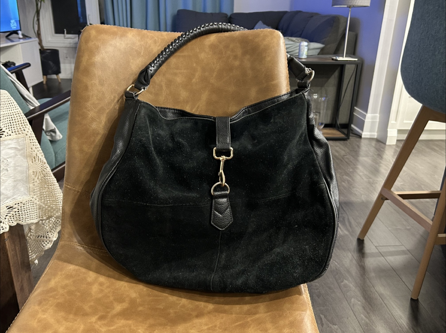 Black Leather Hobo Bag