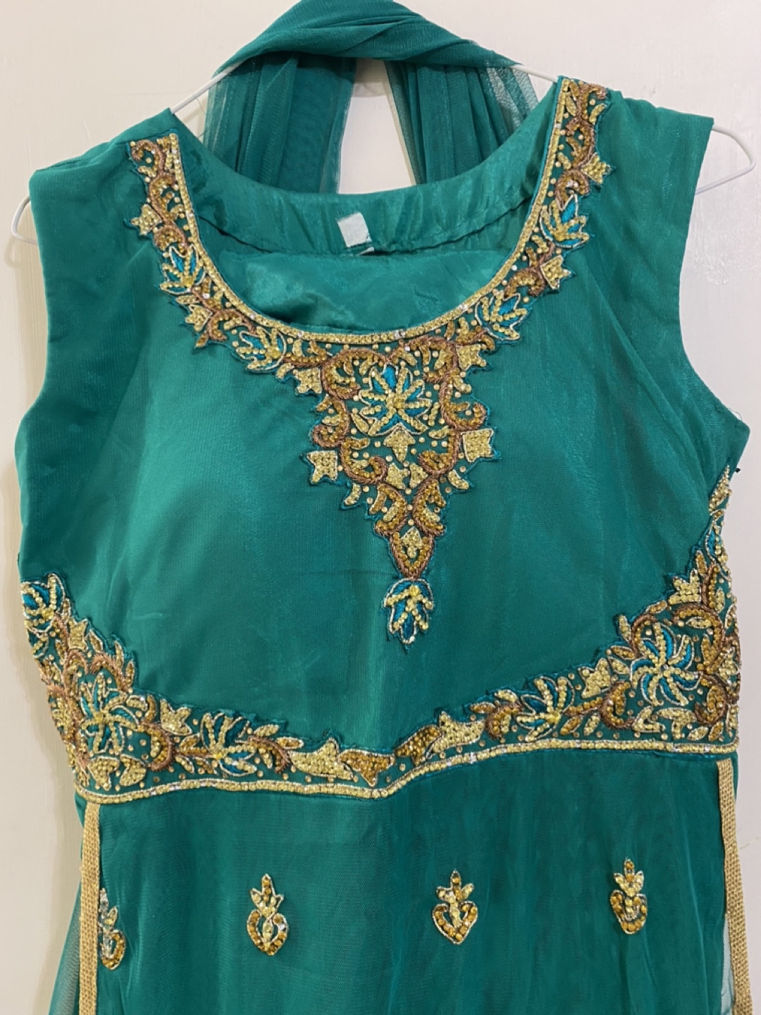 Green & Gold Embroidered Dress - photo 2