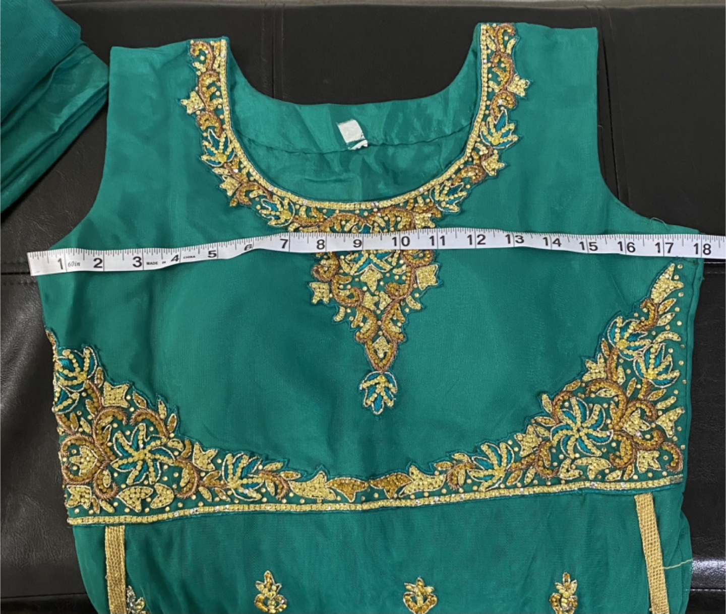 Green & Gold Embroidered Dress - photo 3