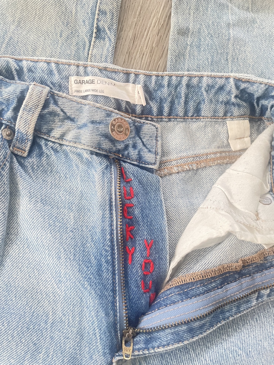 garage denim hand embroidered jeans - photo 3