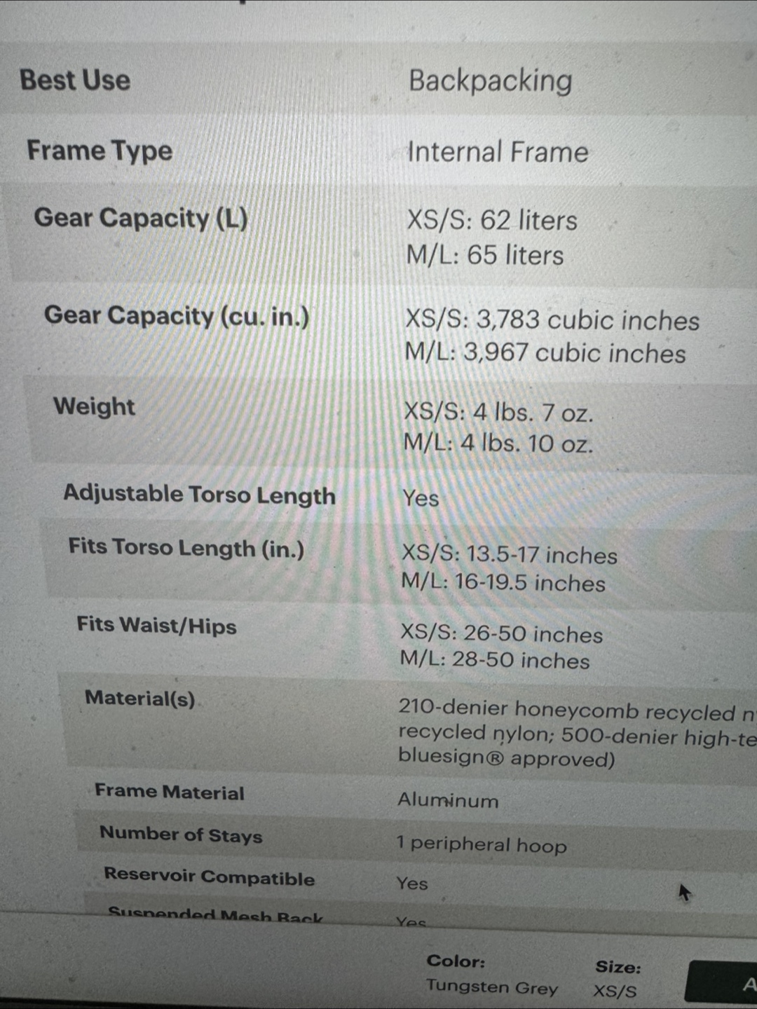 Osprey Aura AG 65 Backpack - photo 4