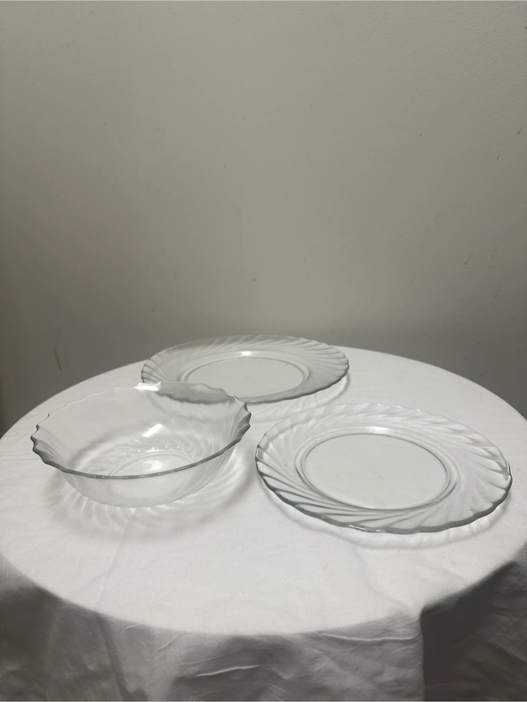Clear Glass Bowl & Plates Set - photo 3