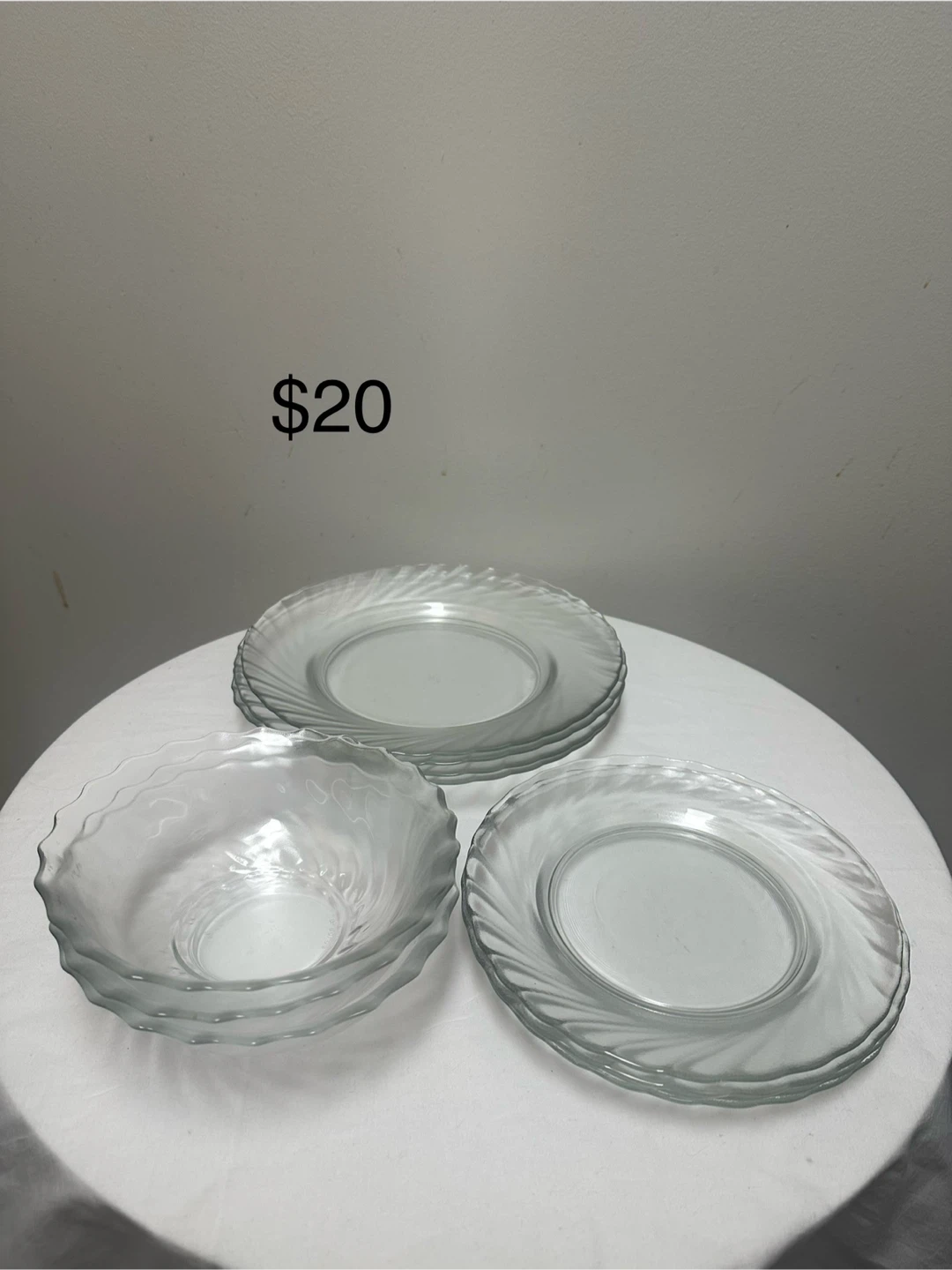 Clear Glass Bowl & Plates Set