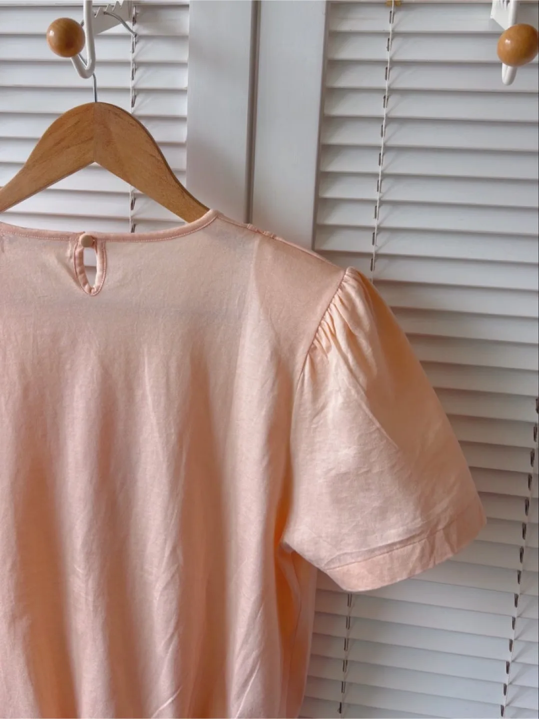 Peach Puff Sleeve Embroidered Top 100% Cotton image indicator(5)