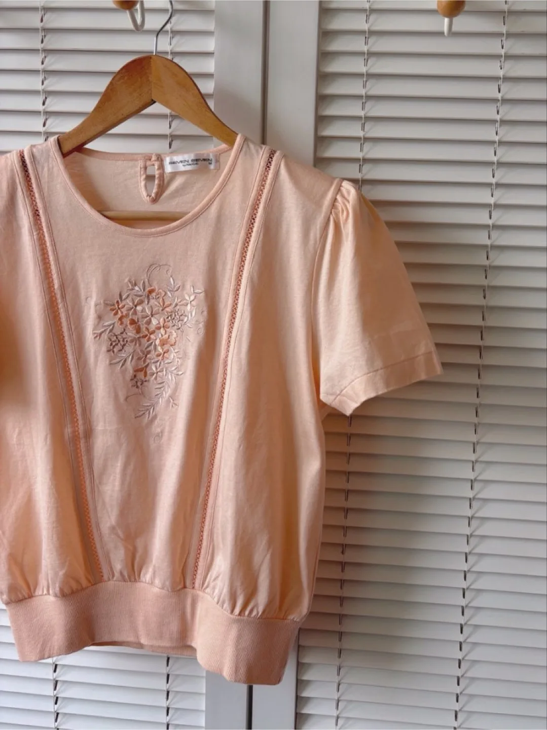 Peach Puff Sleeve Embroidered Top 100% Cotton image indicator(9)