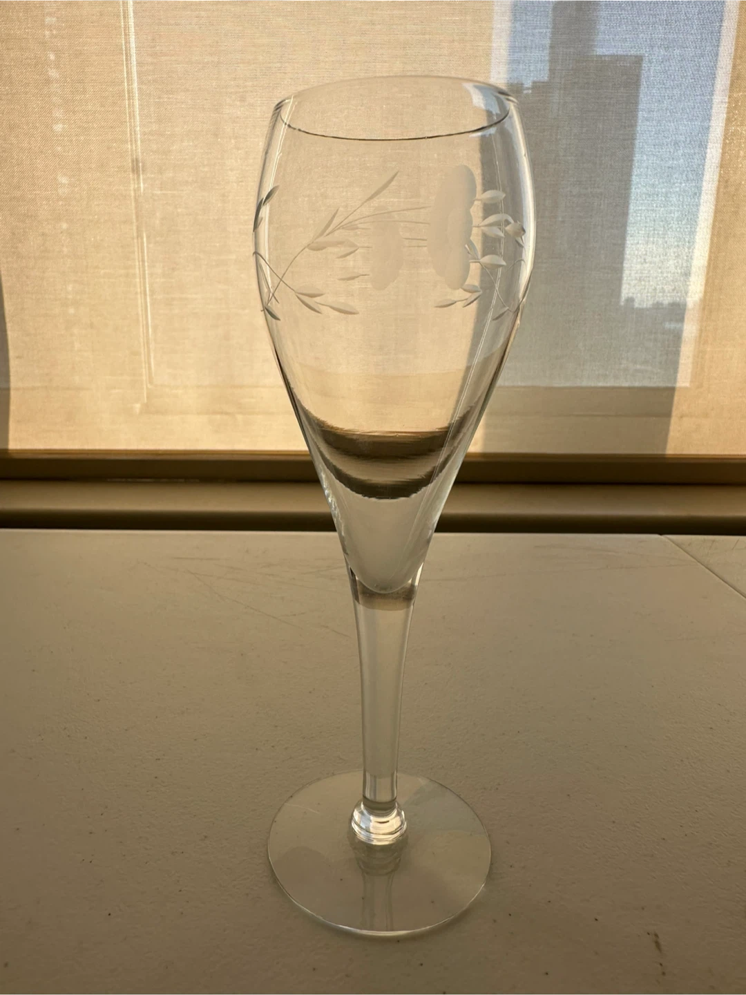 Set of 4 Etched Champagne tulip Glasses - photo 2