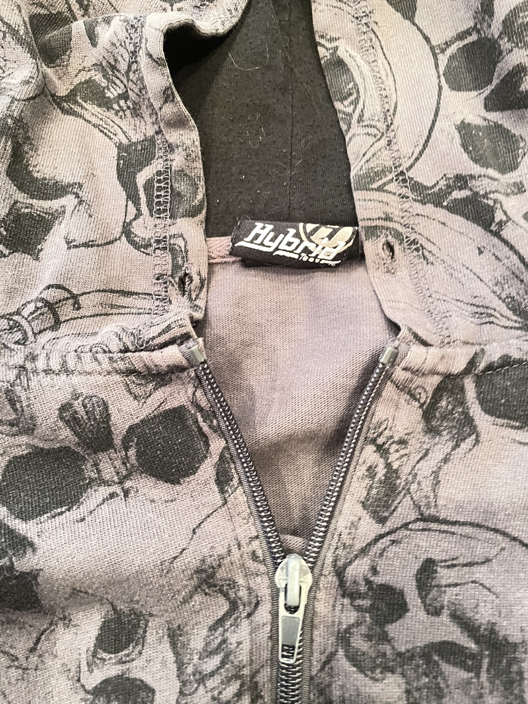 Grunge distressed skull sweater