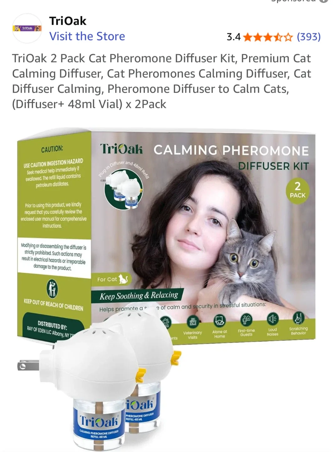 Trioak Calming Pheromone Diffuser Kit - 2 Pack thumbnail