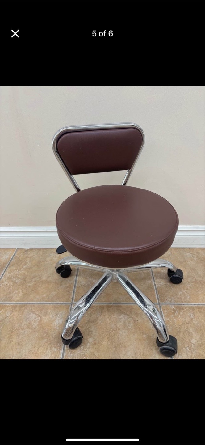 Brown Rolling pedicure Stool