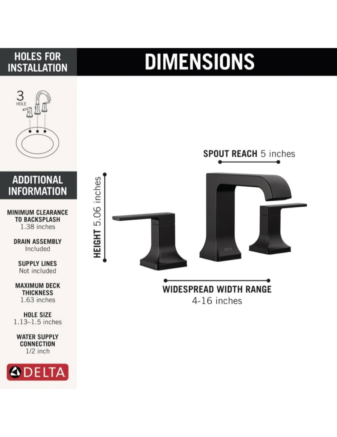 Delta Velum Matte Black Bathroom Faucet - photo 2