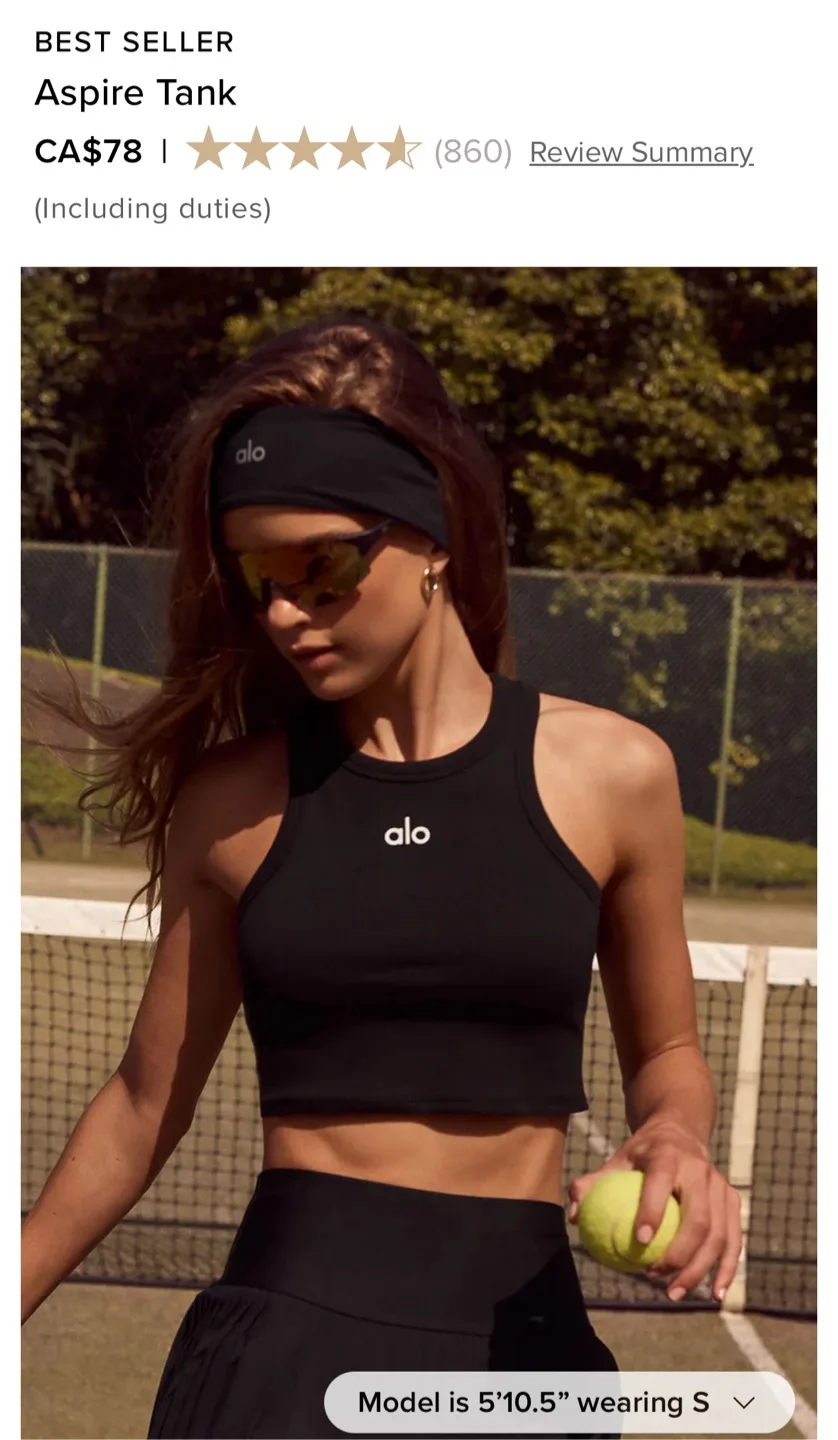 New ALO Aspire Cropped Tank Top image indicator(6)